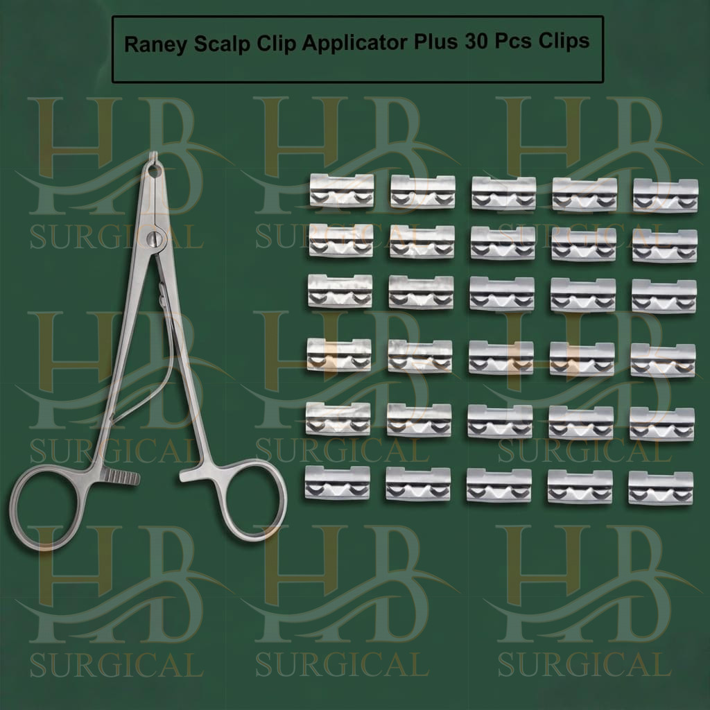 Raney Scalp Clip Applicator Plus 30 Pcs Clip Surgical Instruments Set Premium