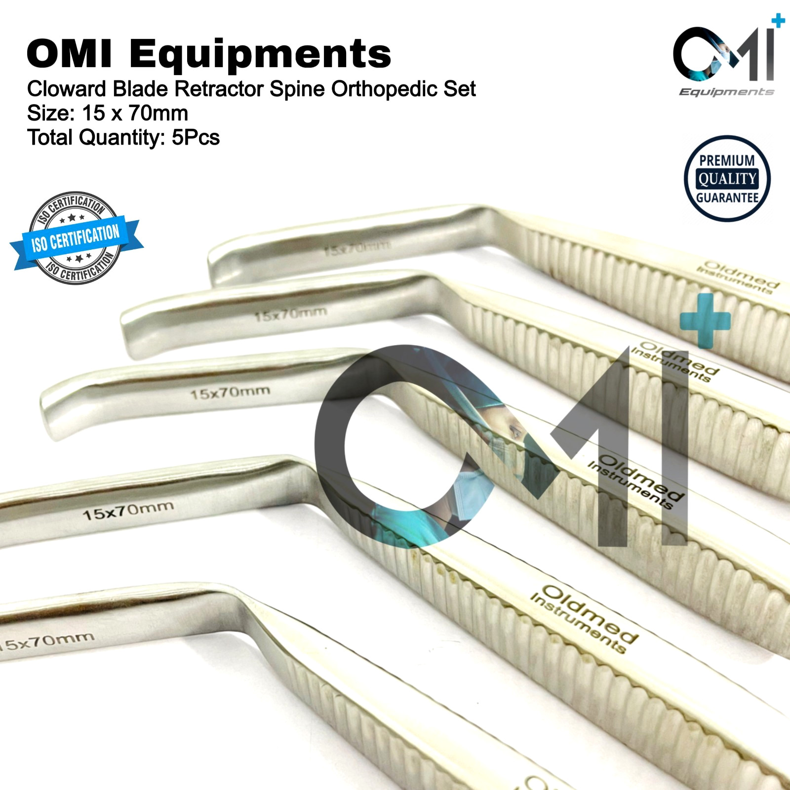 Cloward Blade Retractor Set of 5Pcs Orthopedic,15/70mm Spine Surgical Instrument