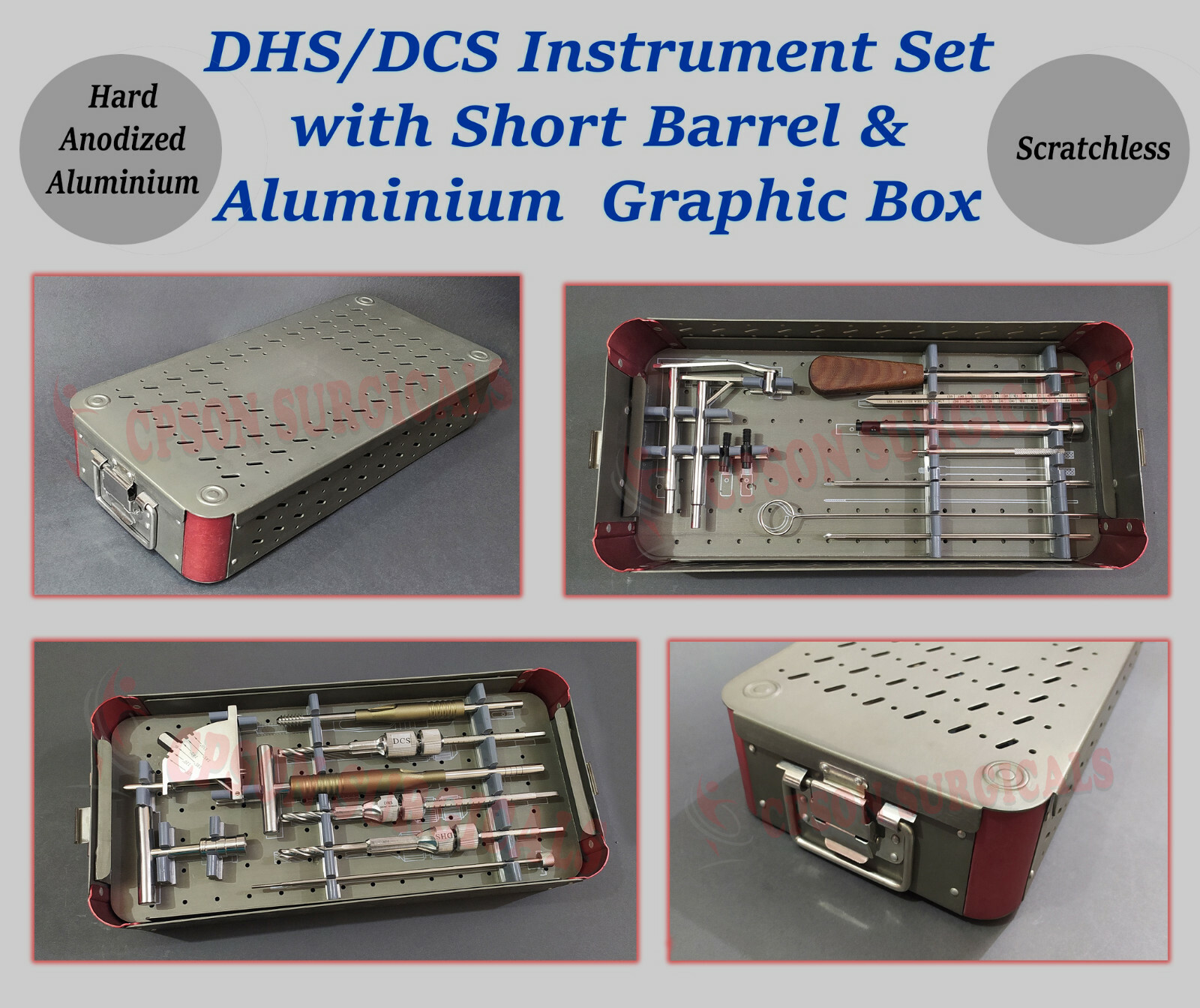 DHS/DCS Instrument Set with Short Barrel Aluminium Prime Graphic Box Orthopedic