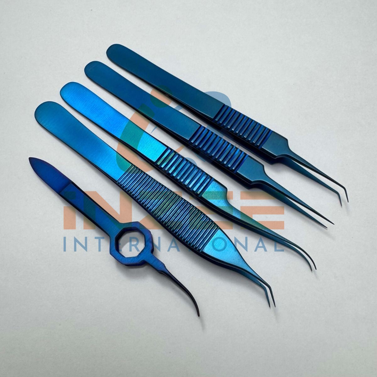 Set Of 5PCS Titanium FUE Hair Transplant Extracting Placing Forceps Kit Surgical