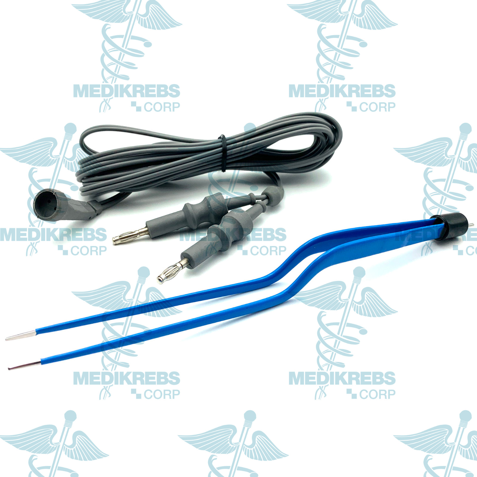 Bipolar Bayonet Forceps 1.5 mm x 20 cm w/ Cables (Reusable)