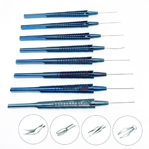 Retinal forceps IO Ophthalmic Micro Surgical Instruments 23 G Serated Curved