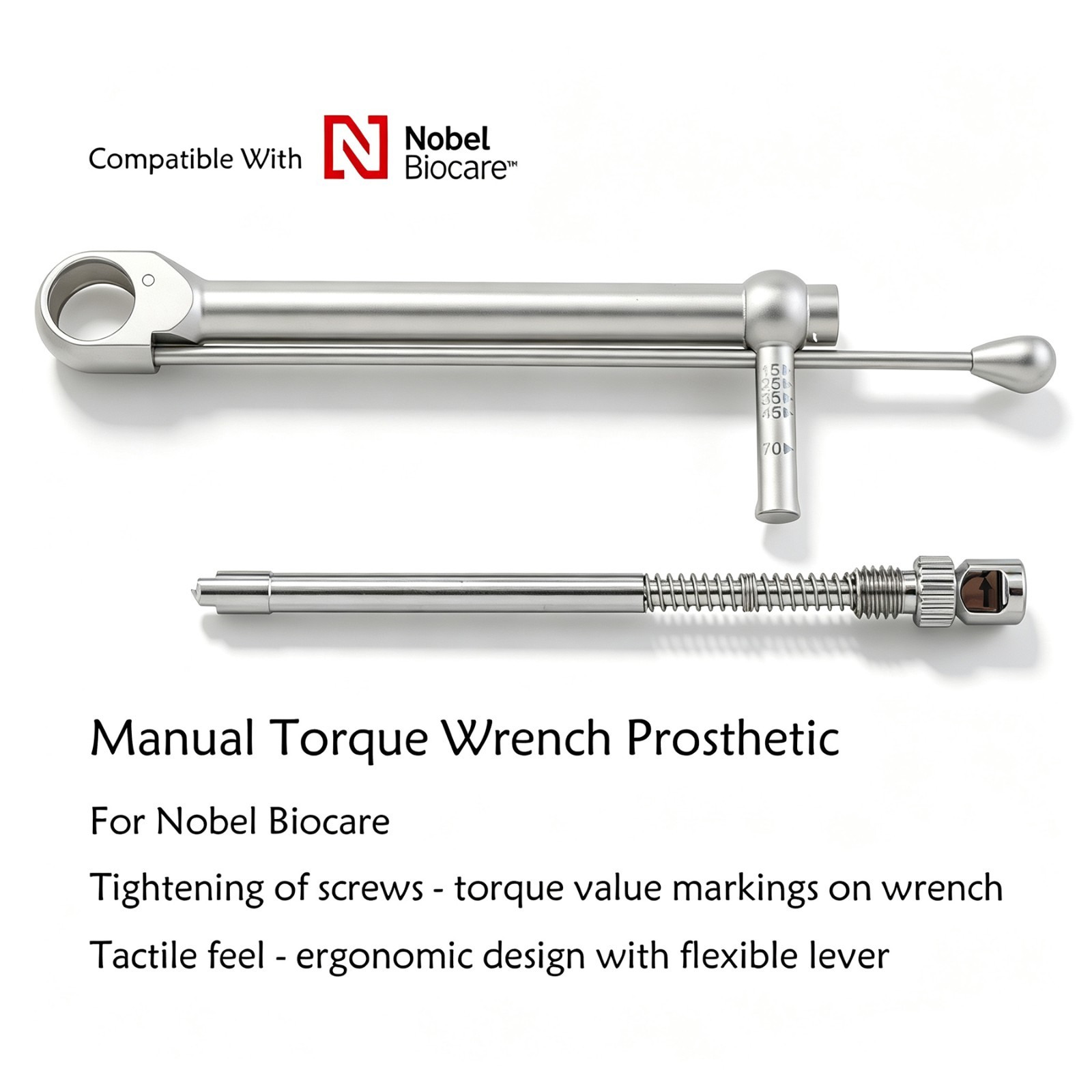 Nobel Biocare Manual Dental Implant Torque Wrench Surgical Prosthetic 15-70Ncm