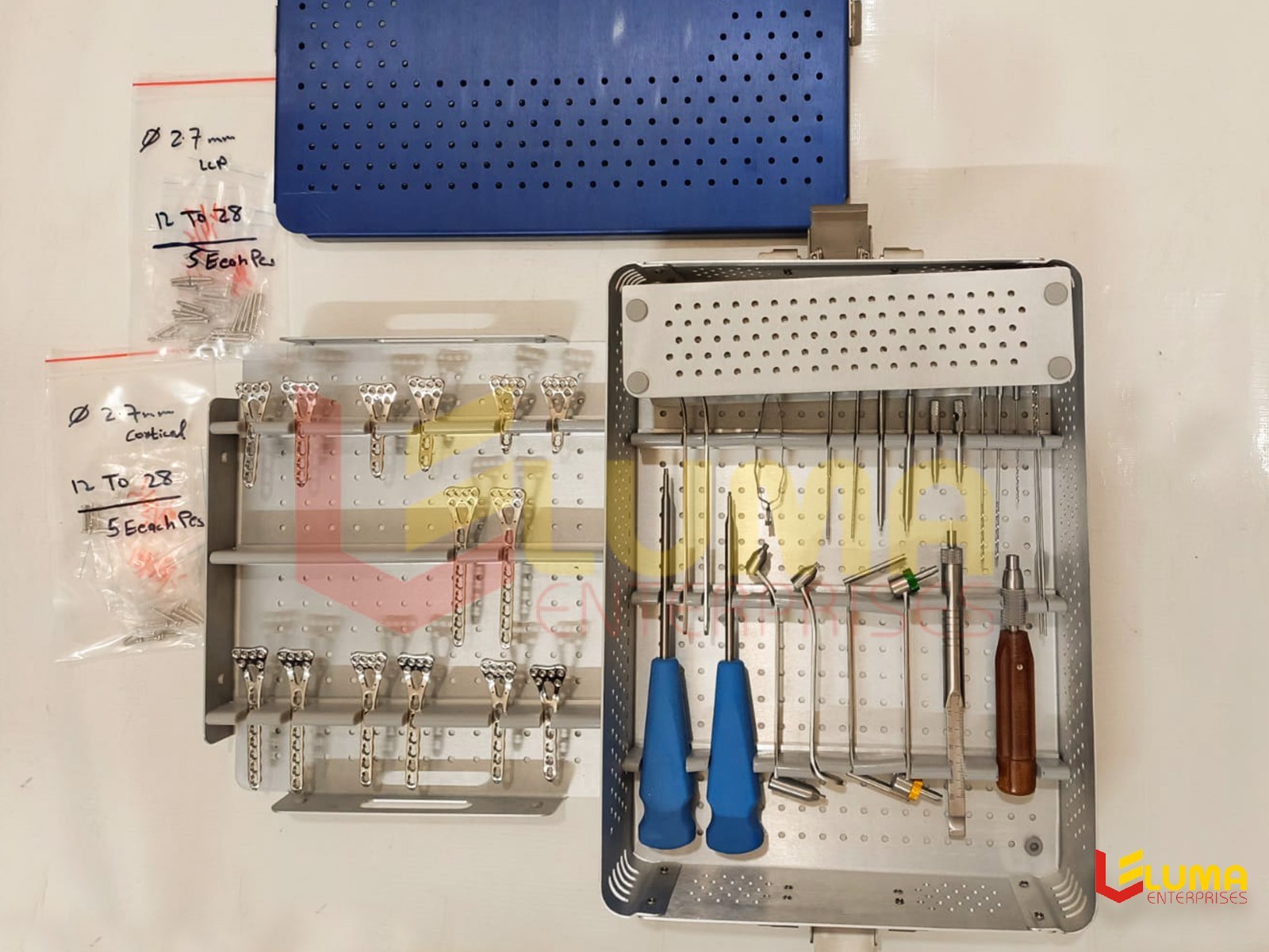 2.4mm Distal Radius Orthopedic Instruments Set Aluminum Box Screws & Plates