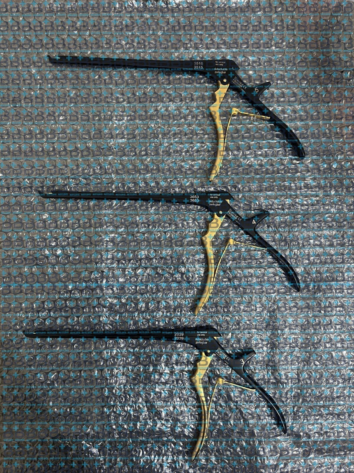 Set of 3 Aesculap Ceramic Coated Detachable 3/4/5mm 40deg 8″ Kerrison Rodents