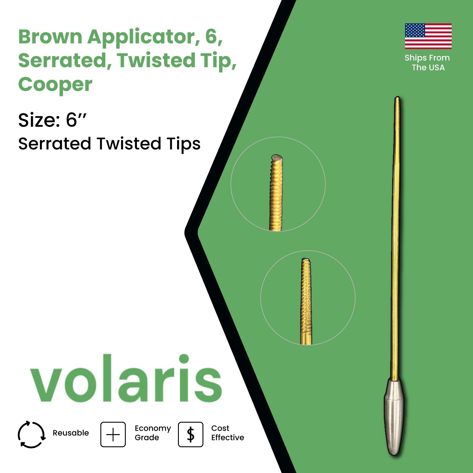 Brown Applicator, 6, Serrated, Twisted Tip, Cooper
