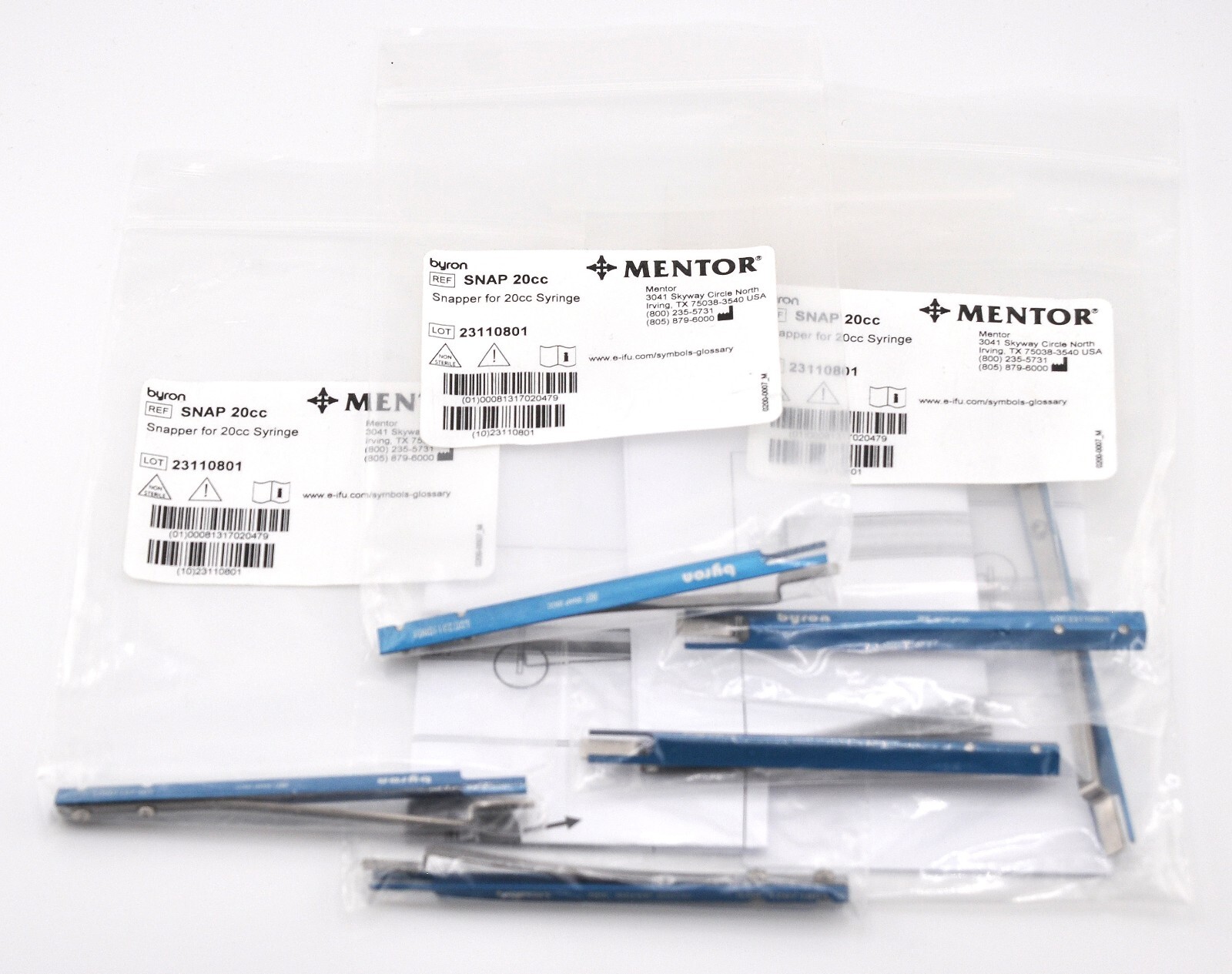 Byron / Mentor Ref: 20cc Snapper for 20 cc Syringe Blue by Johnson & Johnson