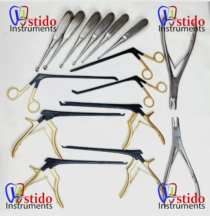 Kerrison Rongeurs Bone Curettes 15 PCs Set Surgical Orthopedic Instrument