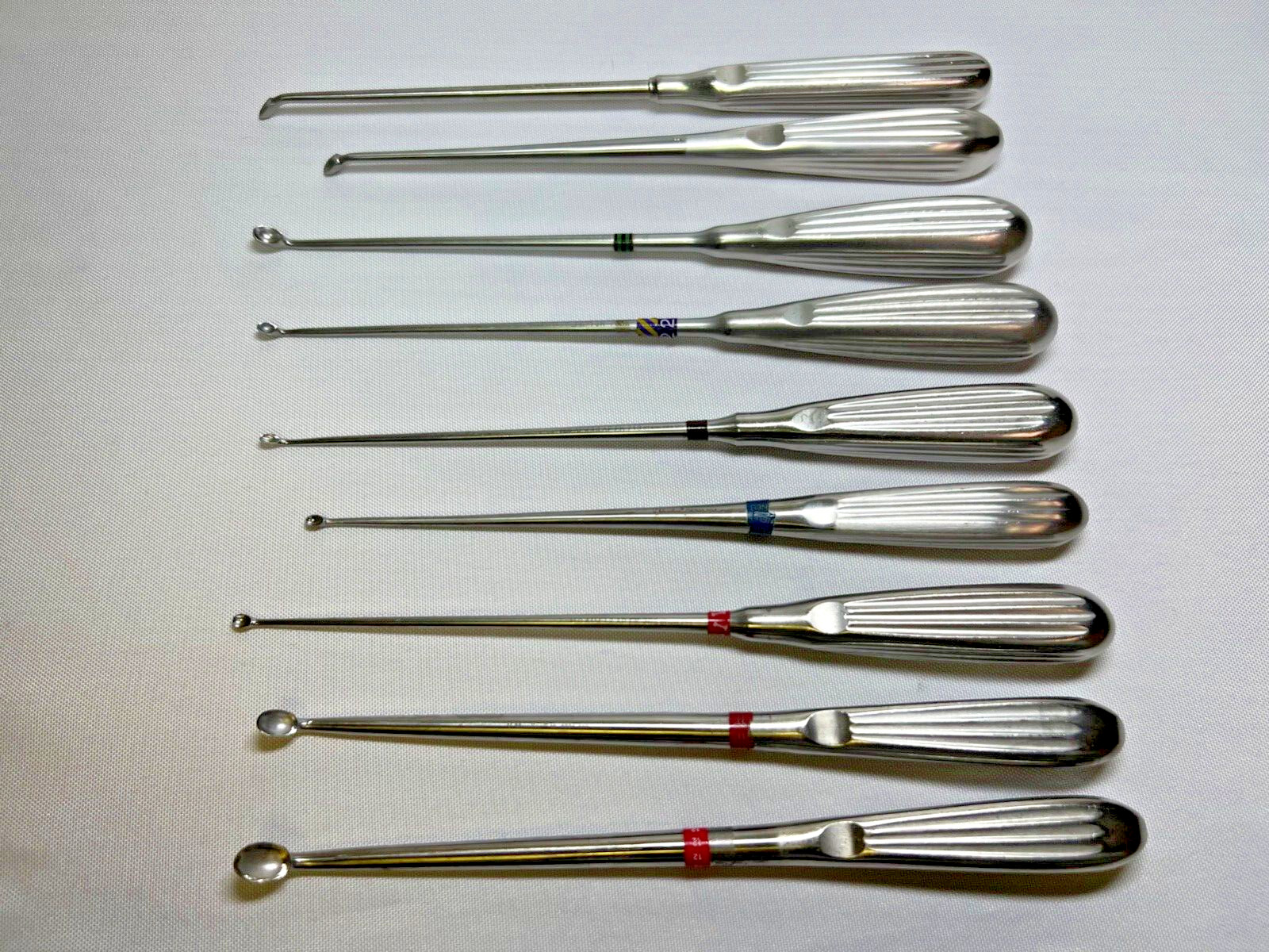 Set Of 9 V.Mueller Aesculap Codman Bone Curettes Spinal Orthopedics