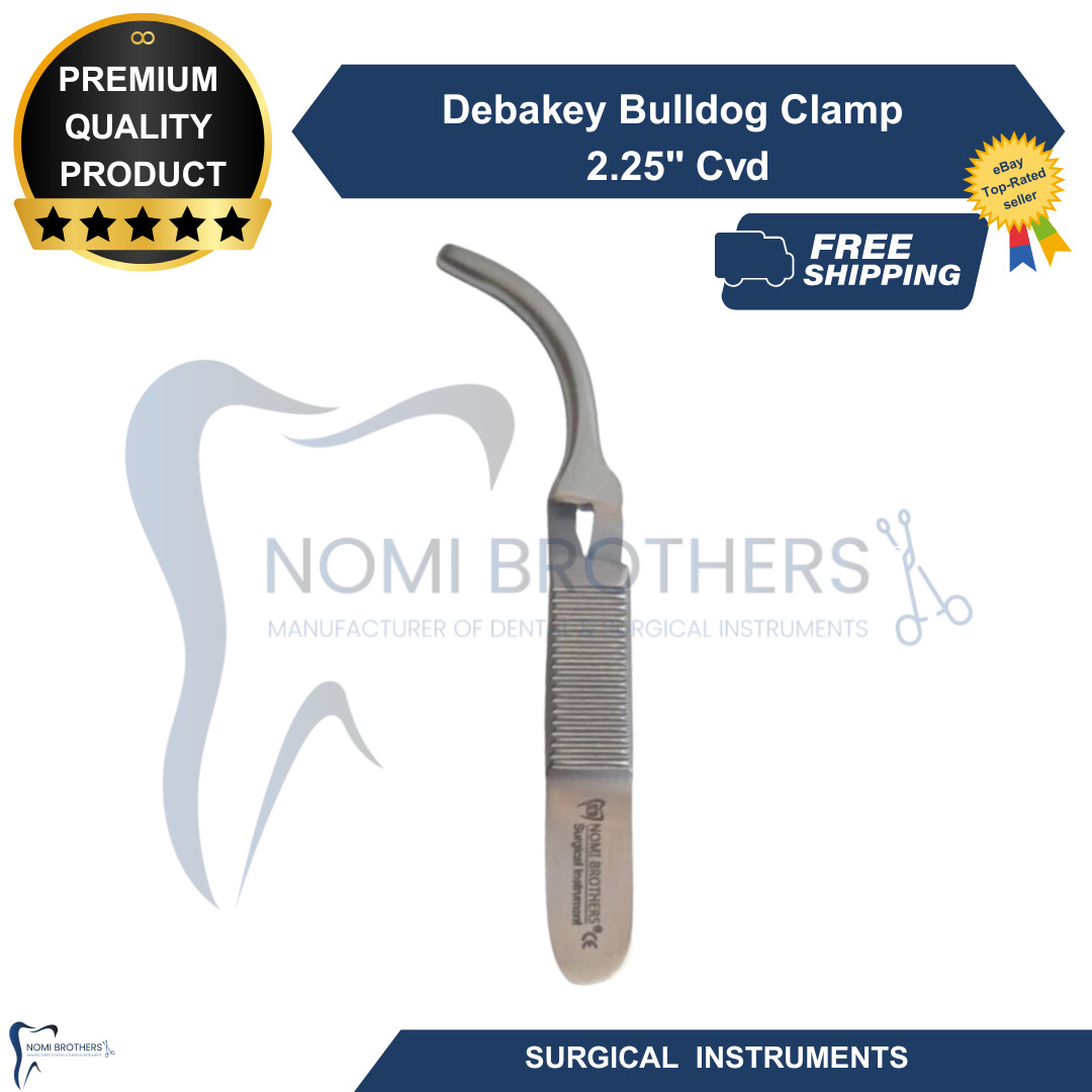 German DeBakey Bulldog Clamp Curved 2.25 Surgical Instrument Autoclavable Steel