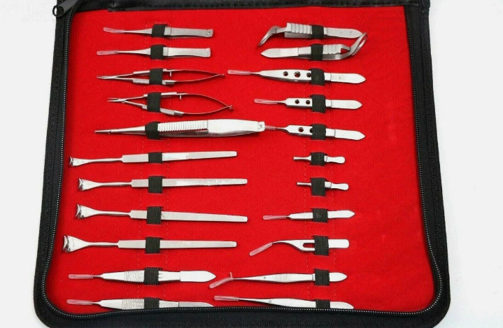 GERMAN 32 Pcs Ophthalmic Cataract Eye Micro Surgery Surgical Instruments SET Kit