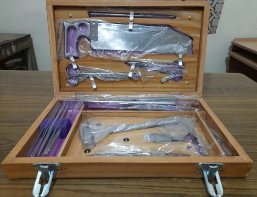 Post Mortem Instrument Set / Autopsy / Dissection Kit Anatomy 19Pcs Wooden Box
