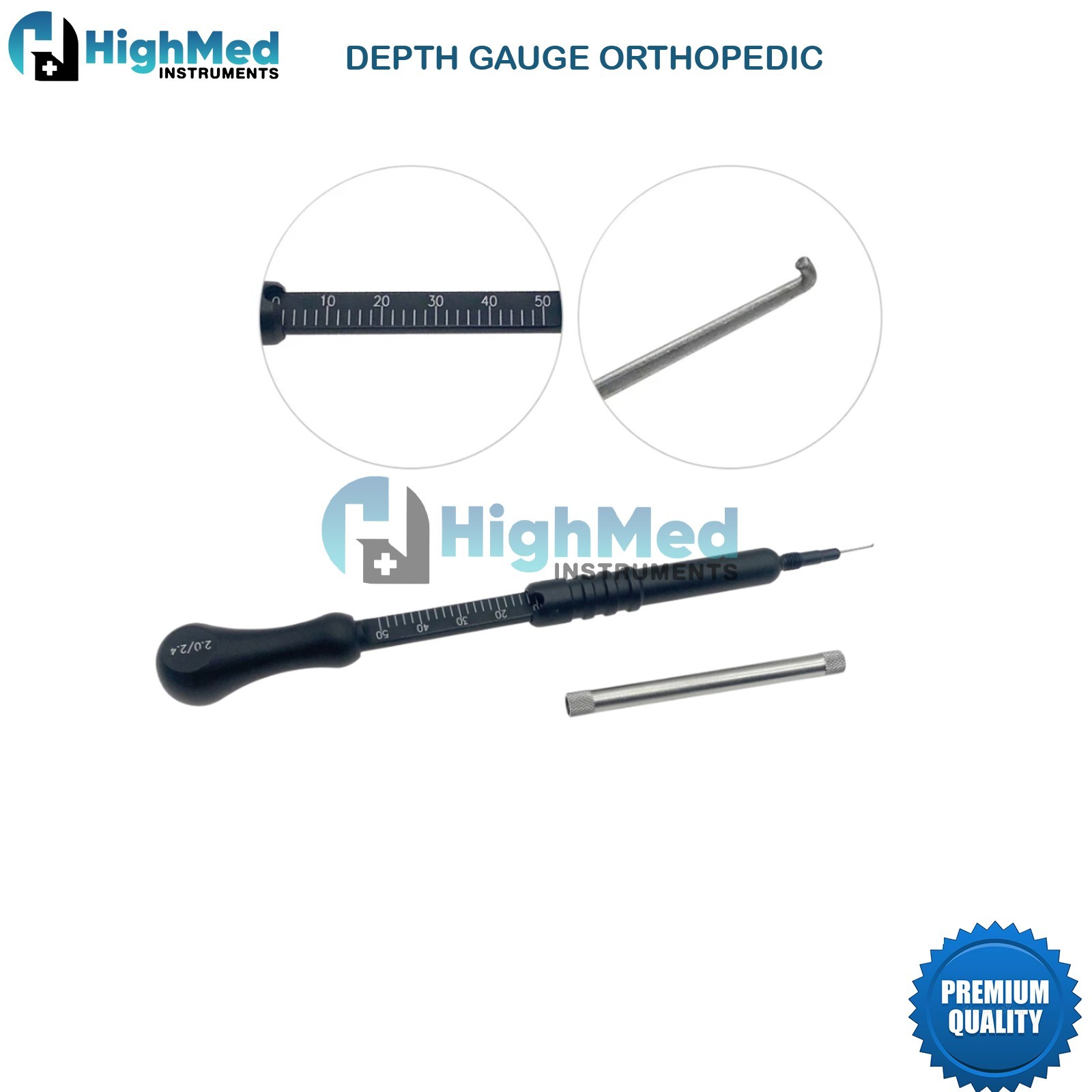 Depth Gauge orthopedic instrument aluminum measure ruler drill hole measurement