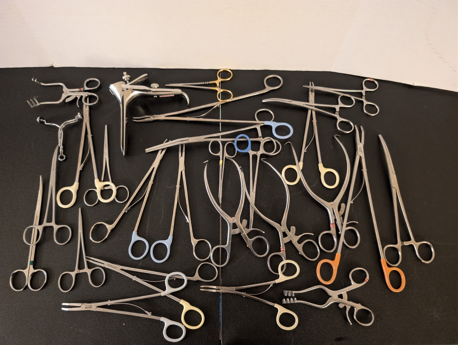 Mixed 27 Surgical Instruments Used Untested Forceps Clamps Scissors Retractors