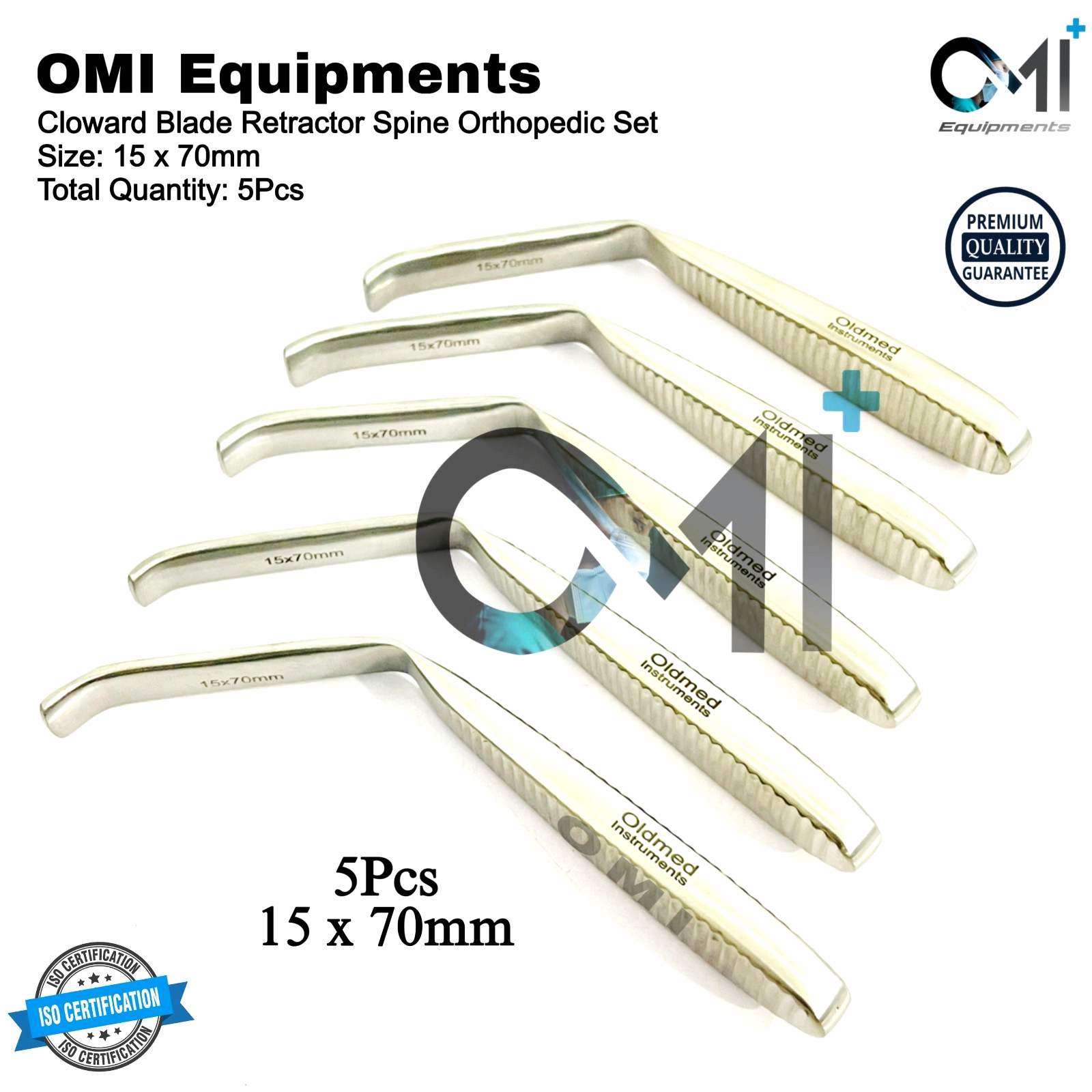 Cloward Blade Retractor Set of 5Pcs Orthopedic,15/70mm Spine Surgical Instrument