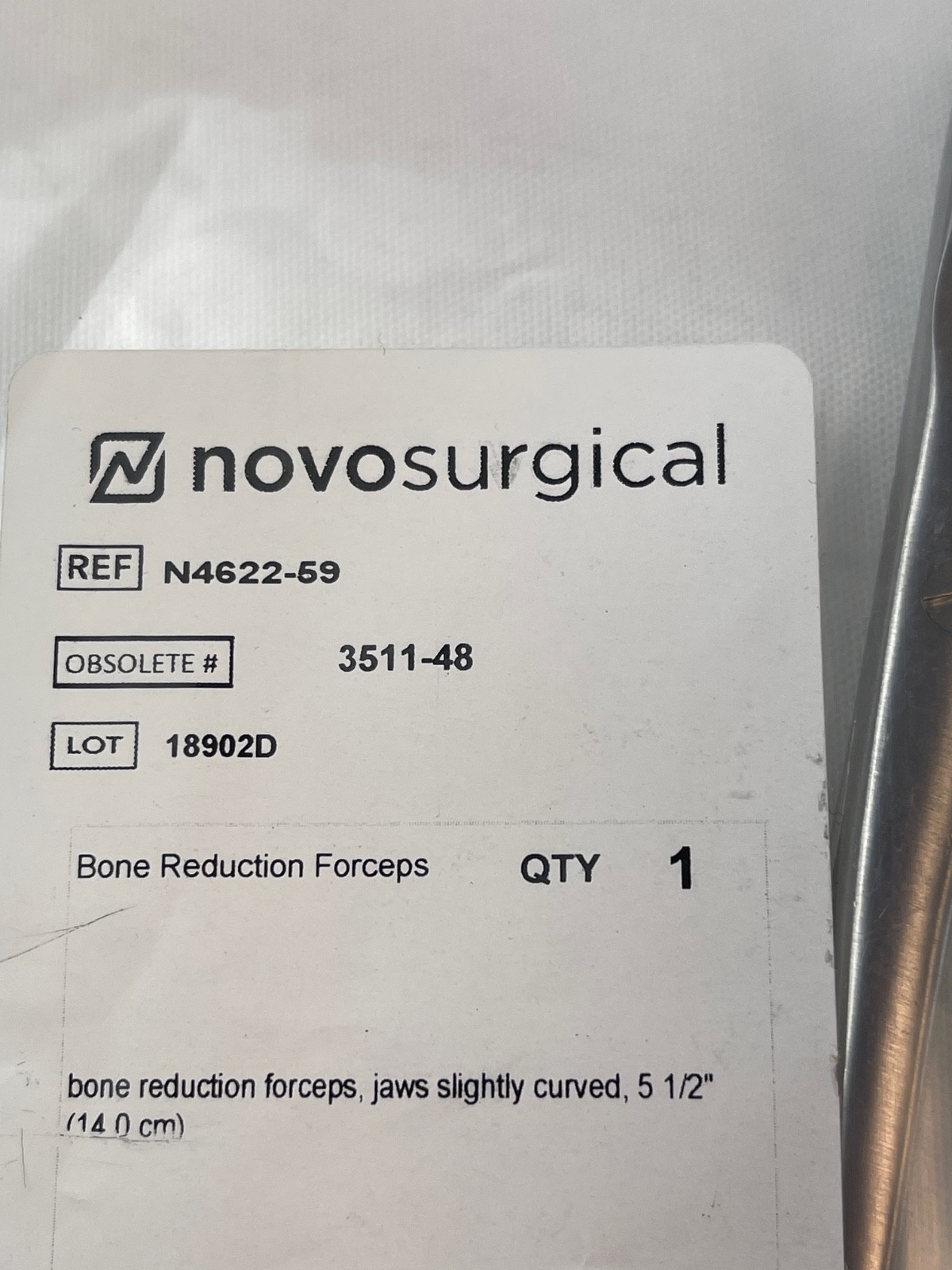 Novosurgical N4622-59 Bone Reduction Forcep Crab Claw Slight Curve 5.5″ Ortho