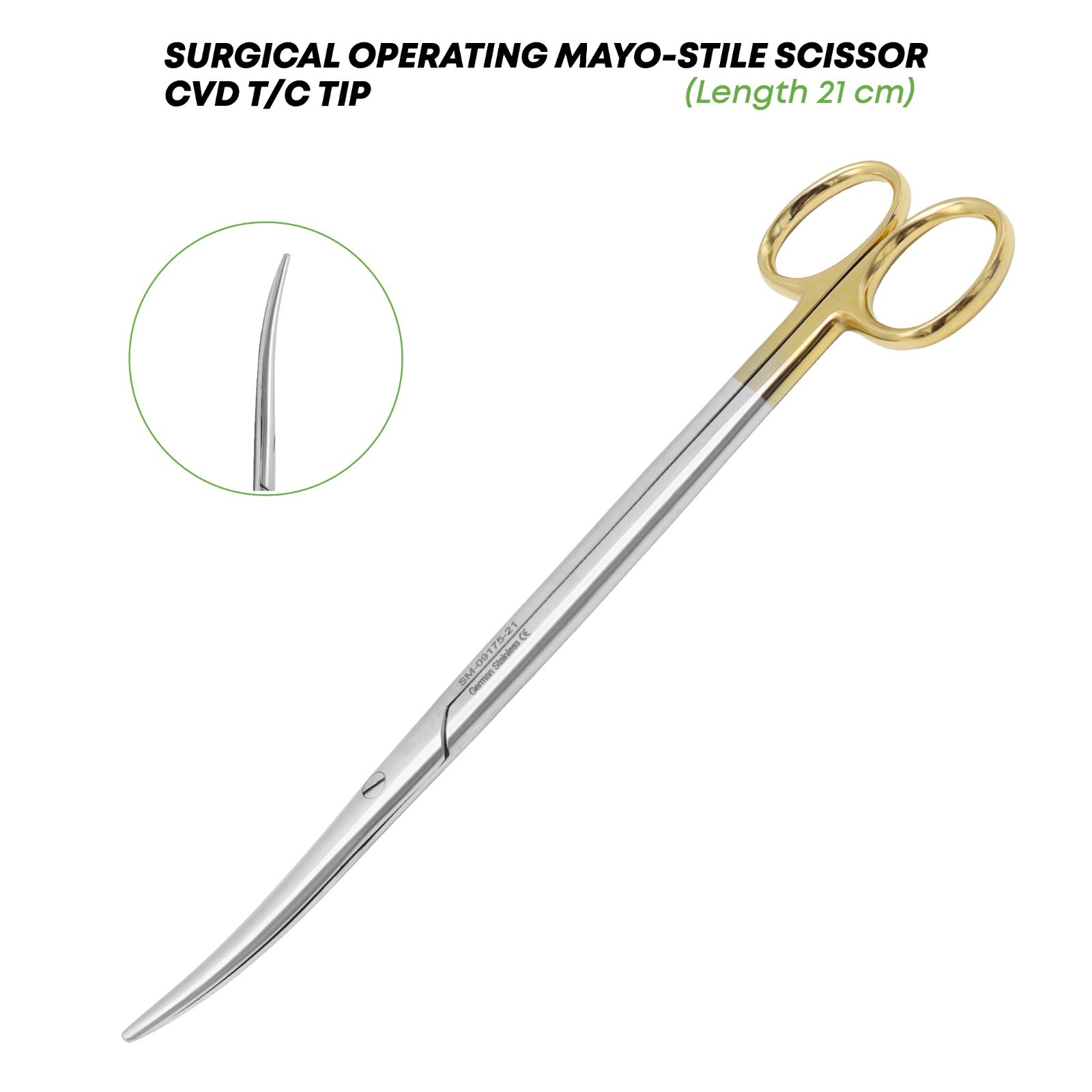 Mayo Stile Scissor Curved 21 cm T/C Tip Stainless Steel Surgical Instrument