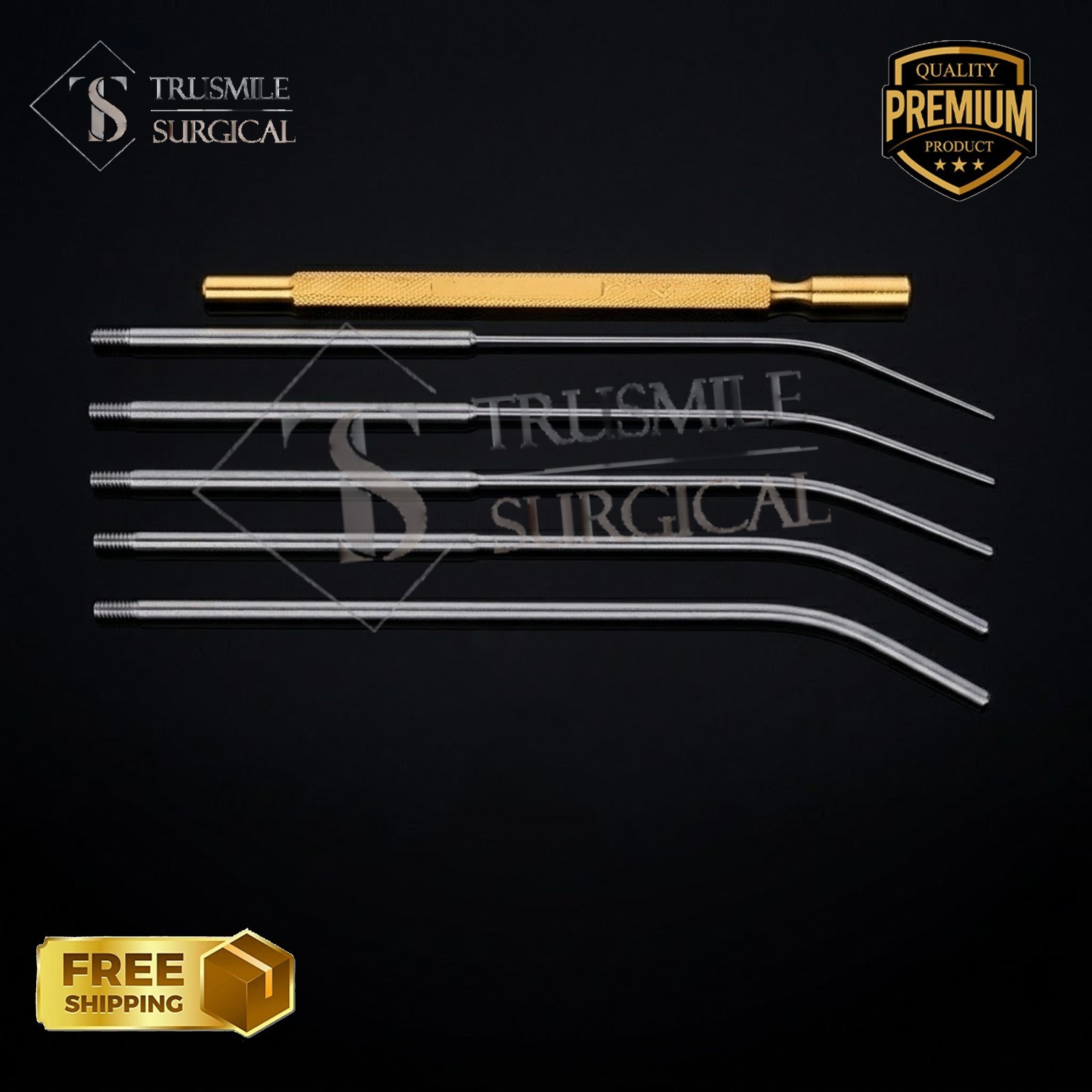 Mini Cervical Dilator Set (Set of 5 Pieces with Gold Handle) with Case