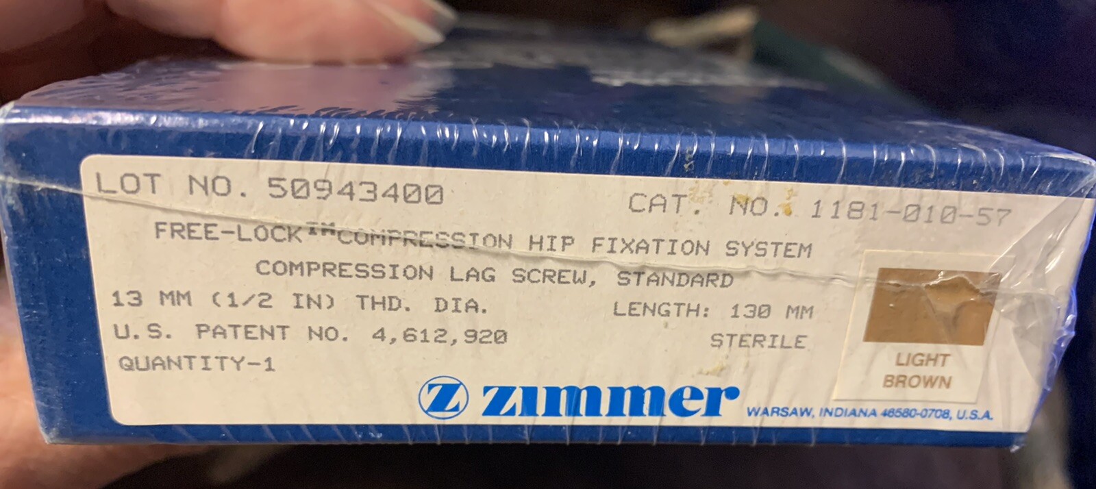 Zimmer Compression LAG Screw 13mm (1/2 in) Length 130mm
