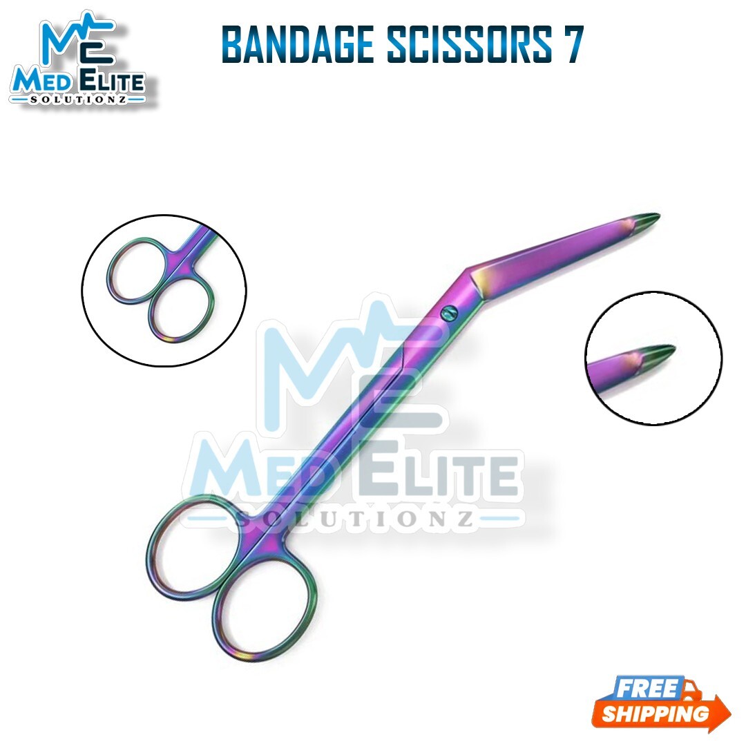 Lister Bandage Scissors 5.5″ Multi Titanium Rainbow Color Surgical Medical 3 Pcs