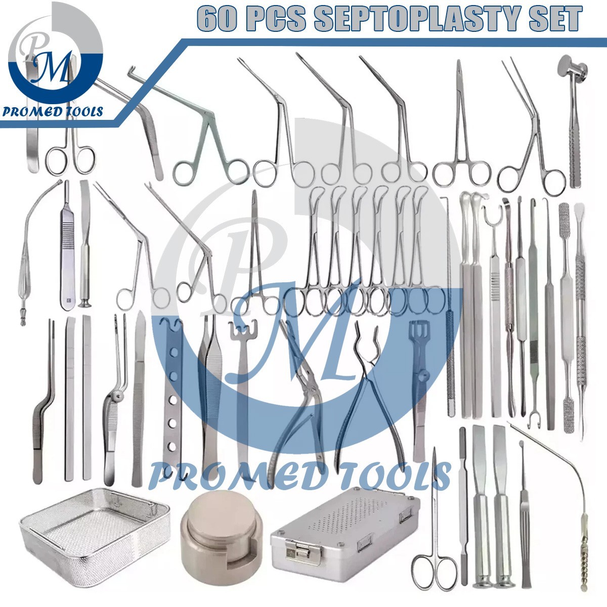 60 Pcs Septoplasty Set For Surgery to Correct Deviated Septum Nasal Instruments