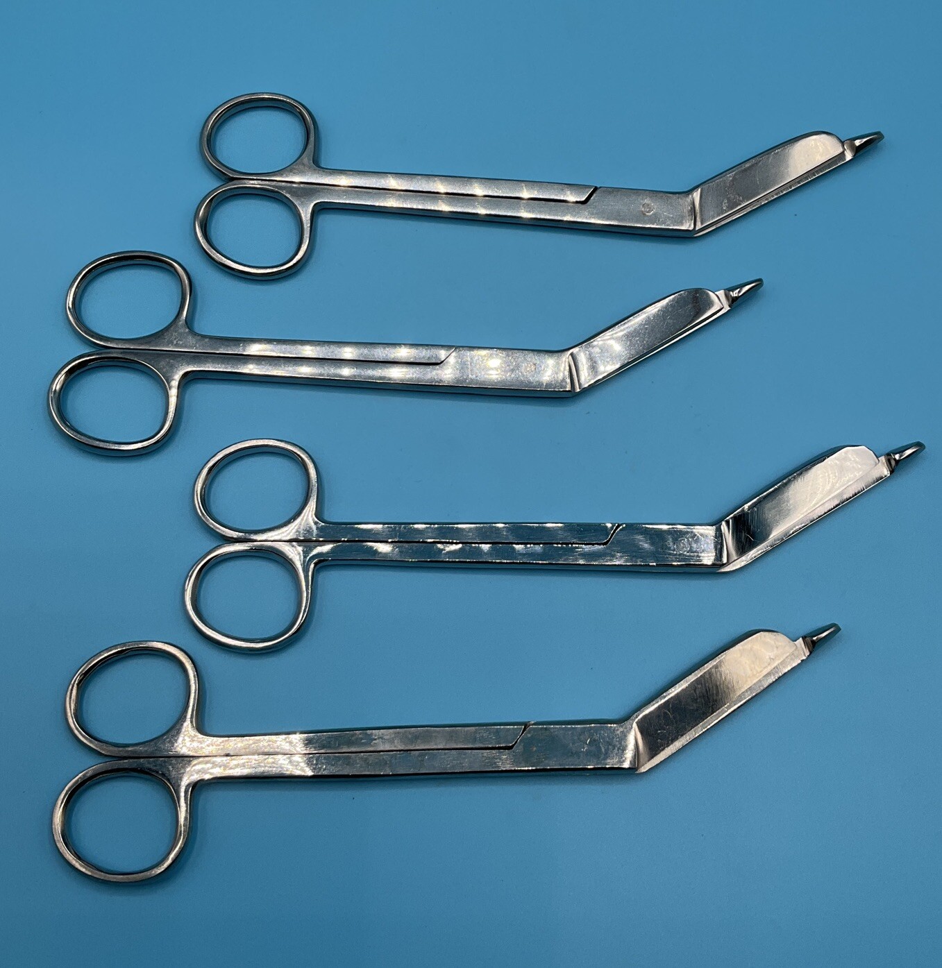 Lot of 4 Pakistan Surgical Plaster and Bandage Shears with Angled Blades
