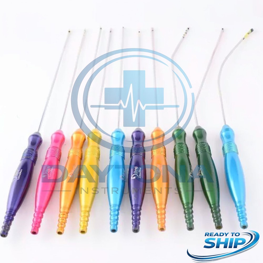 Liposuction Cannulas With Fixed Handle 10 Pcs Set Plastic Surgery Instrument