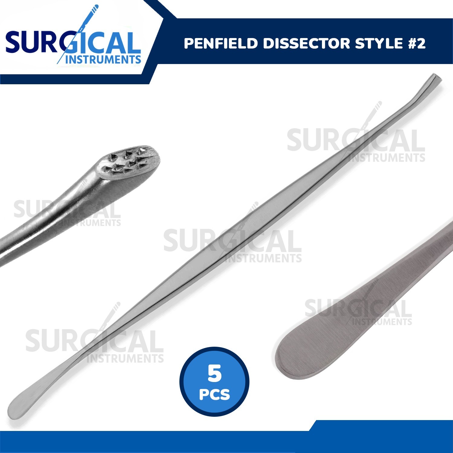 5 Pcs Penfield Dissector Style #2 Wax Packer 6mm Blunt Slightly Curved German G