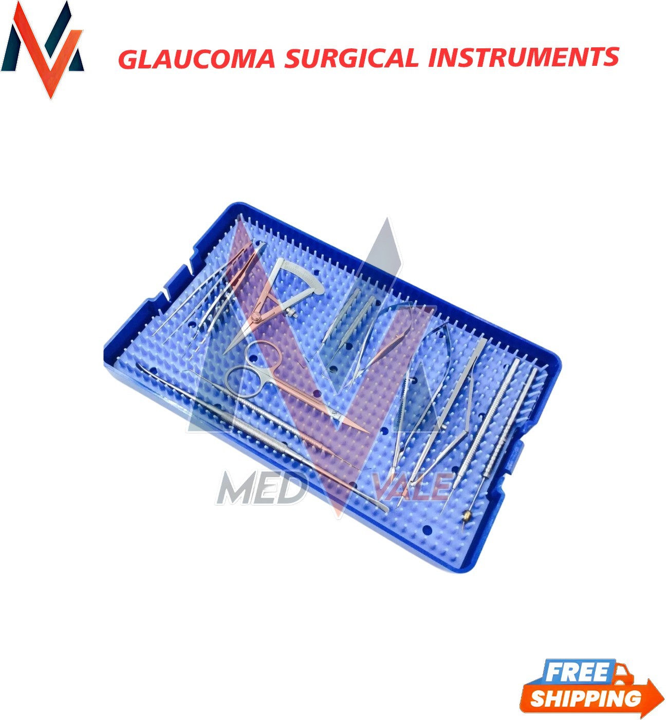 Glaucoma Surgical Instruments Kit Set Ophthalmic & Silicone Tray Stainless Steel