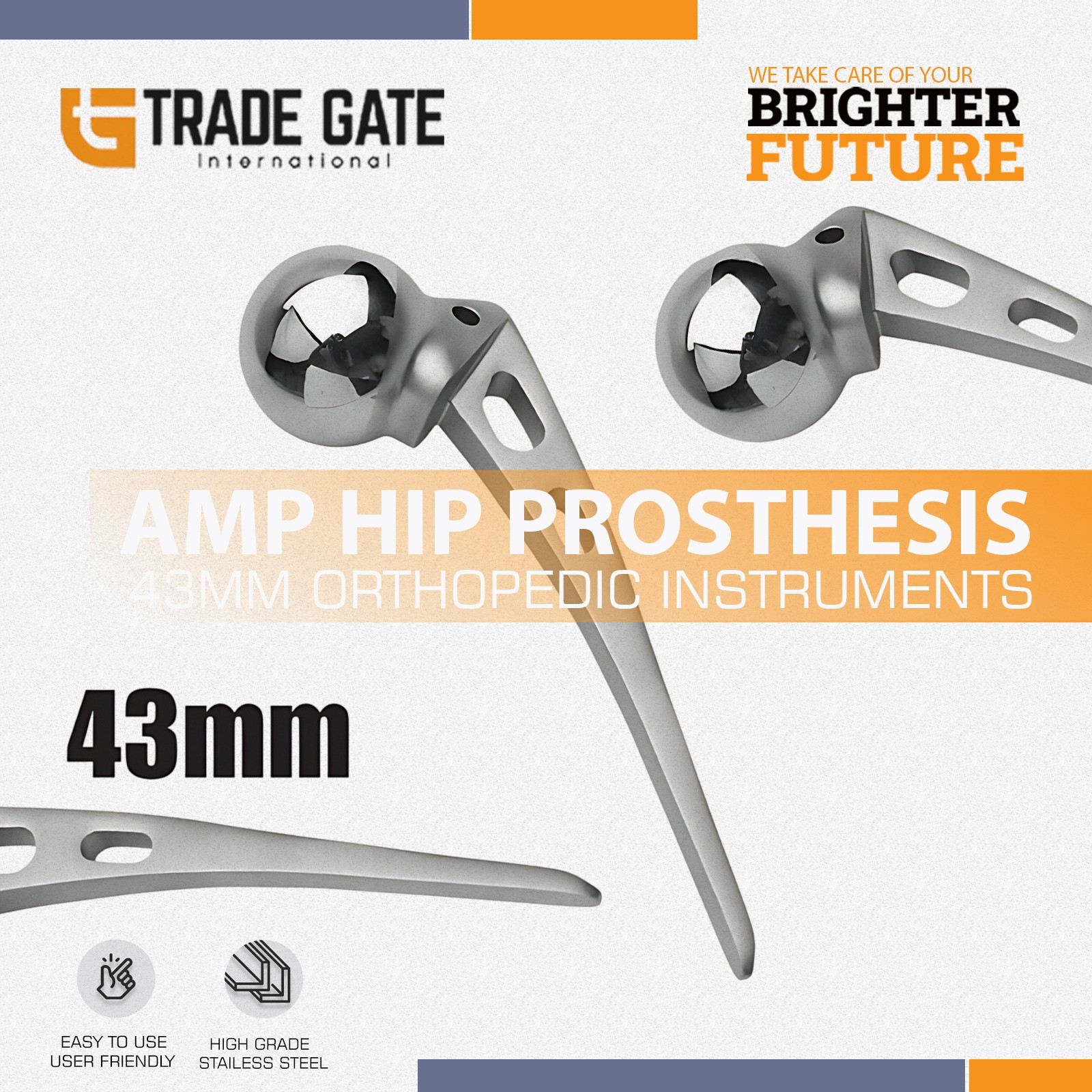 AMP Hip Prosthesis 43mm Orthopedic Instruments