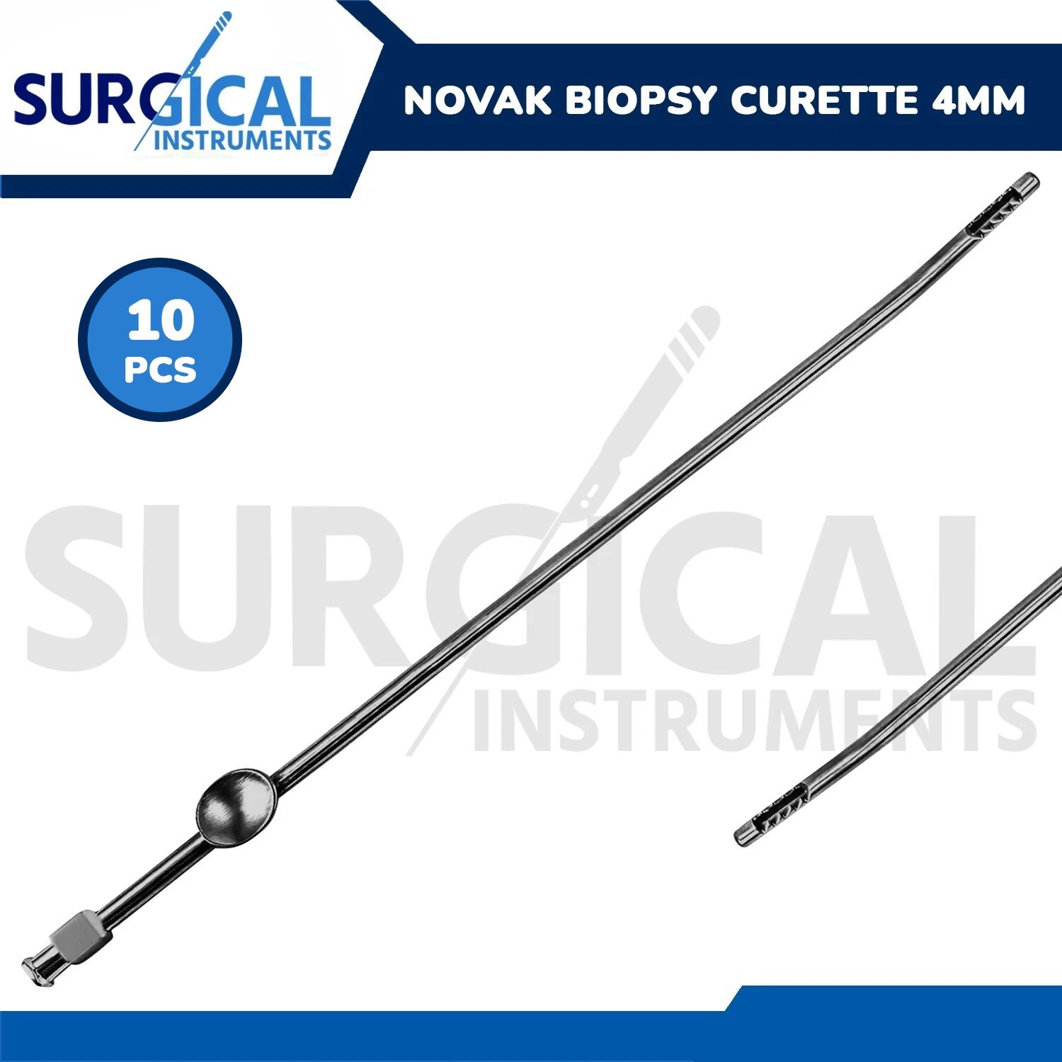 10 Pcs Novak Biopsy Curette 4 mm Gynecology Surgical Instruments German Grade
