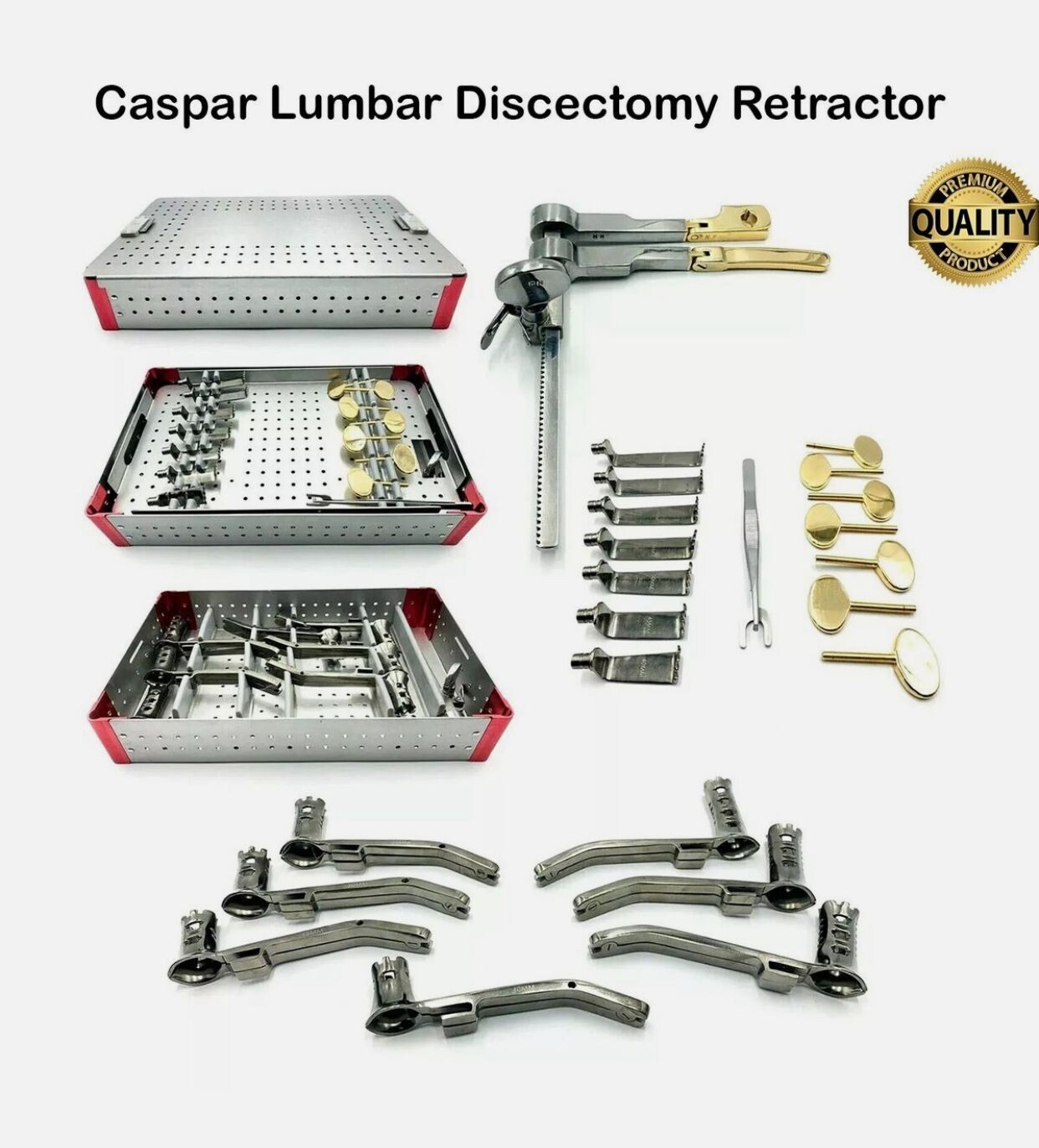 Caspar Lumbar Discectomy Retractor System Surgical Instruments Kit with Box