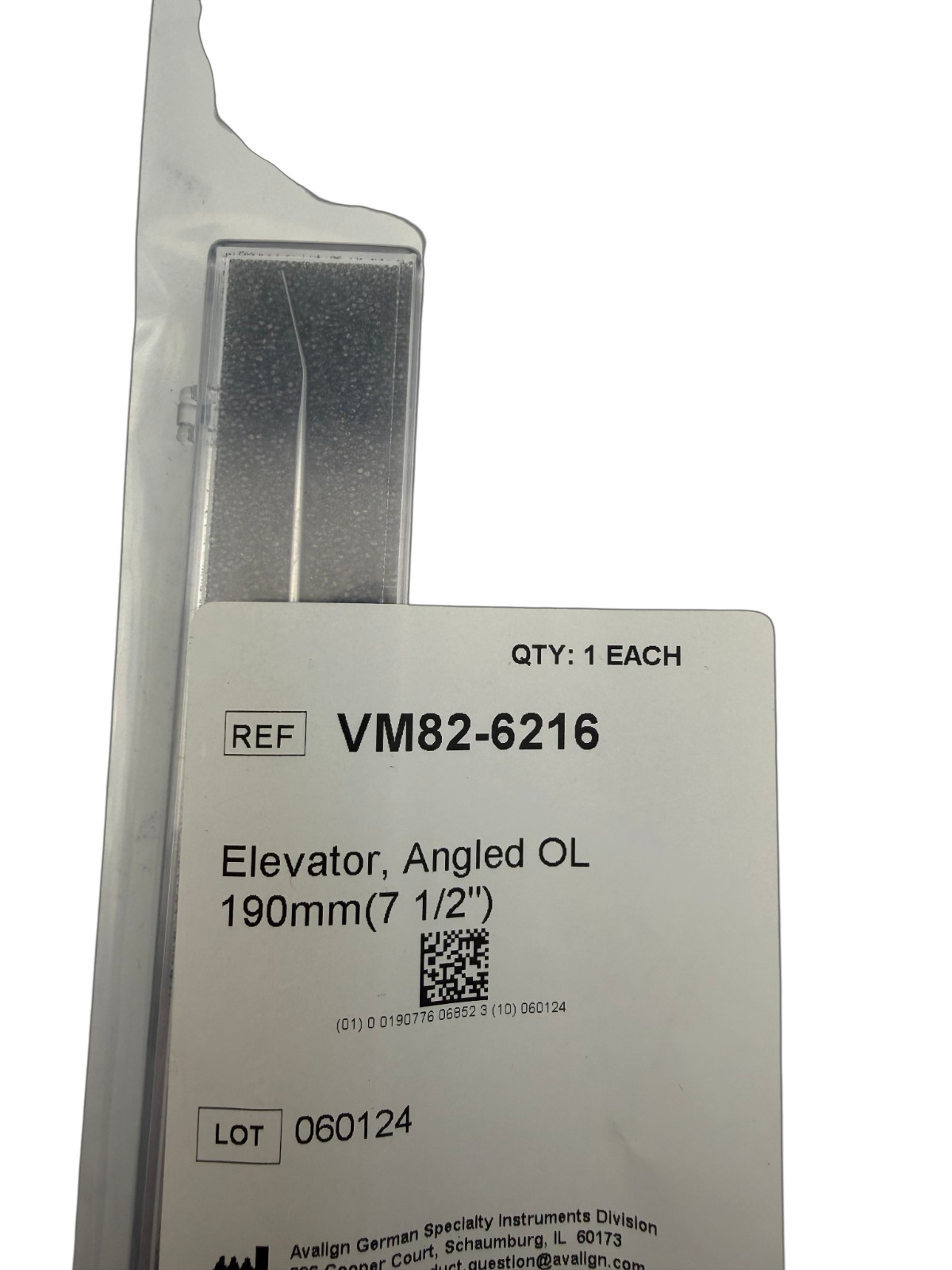 Avalign VM82-6216 Elevator, Angled OL 190mm (7 1/2″)