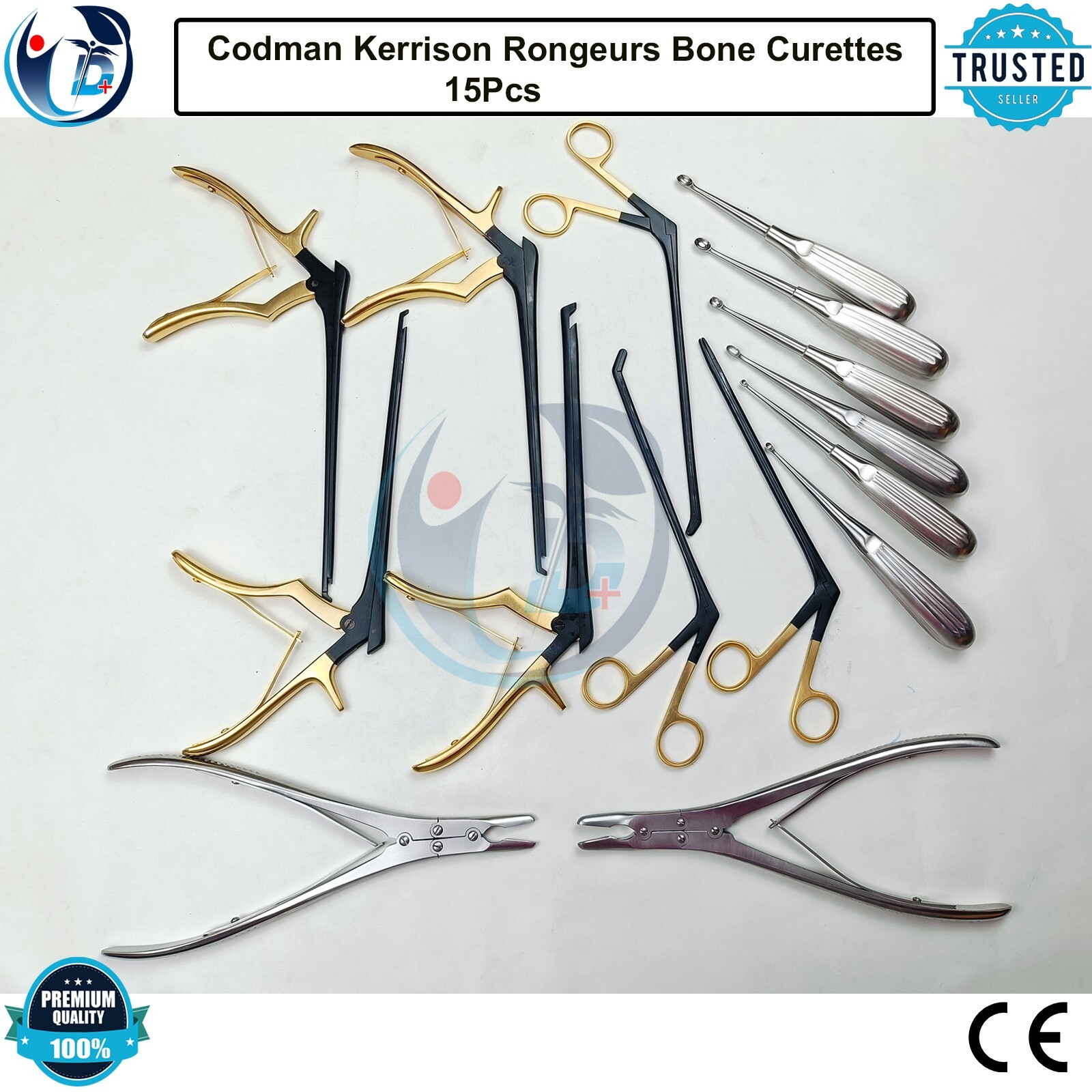 Codman Kerrison Rongeurs Bone Curettes 15 Pcs Set Orthopedics Spine Instrument