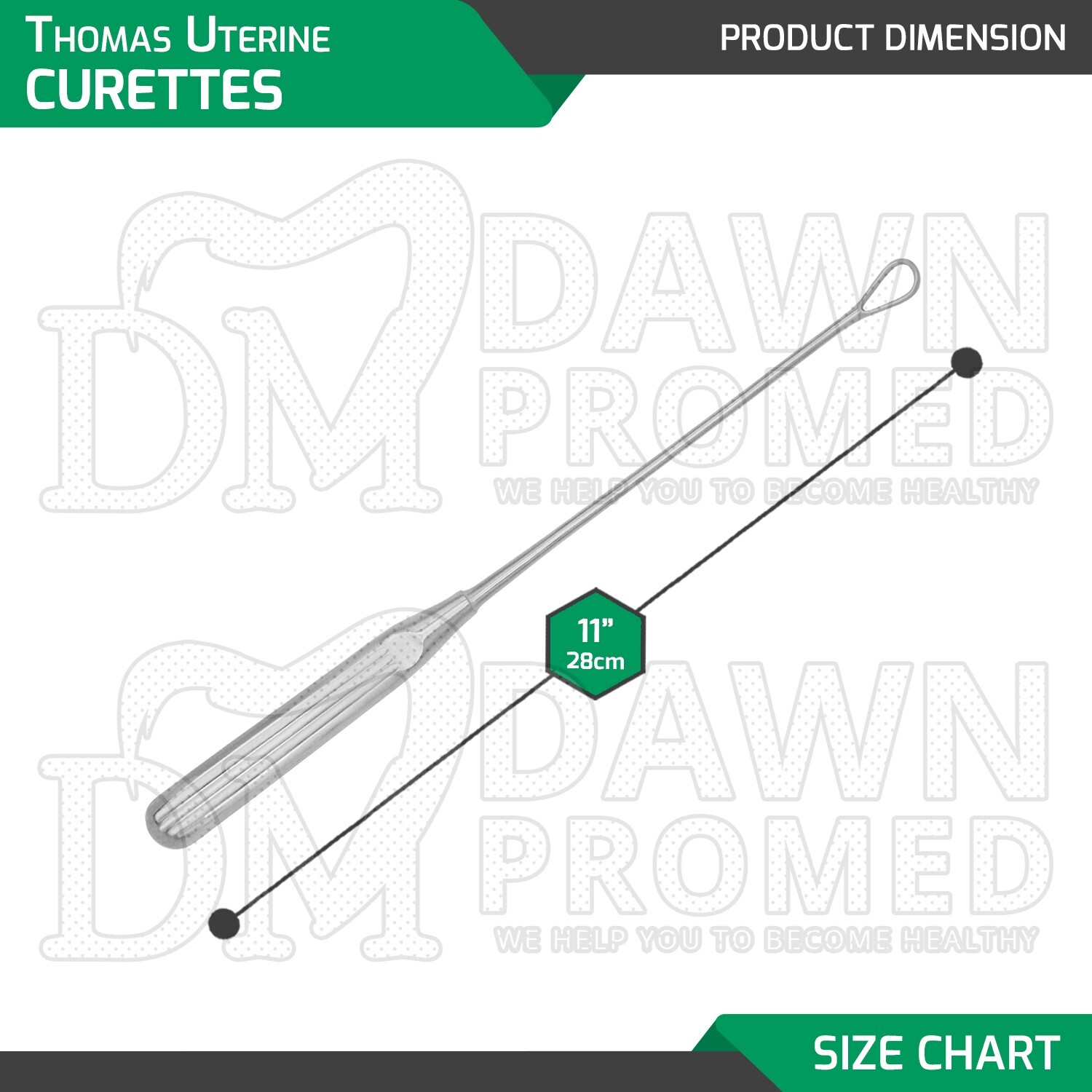 Thomas Uterine Curette 11″ Blunt Blade Size # 4 OB/GYN Instruments German Grade