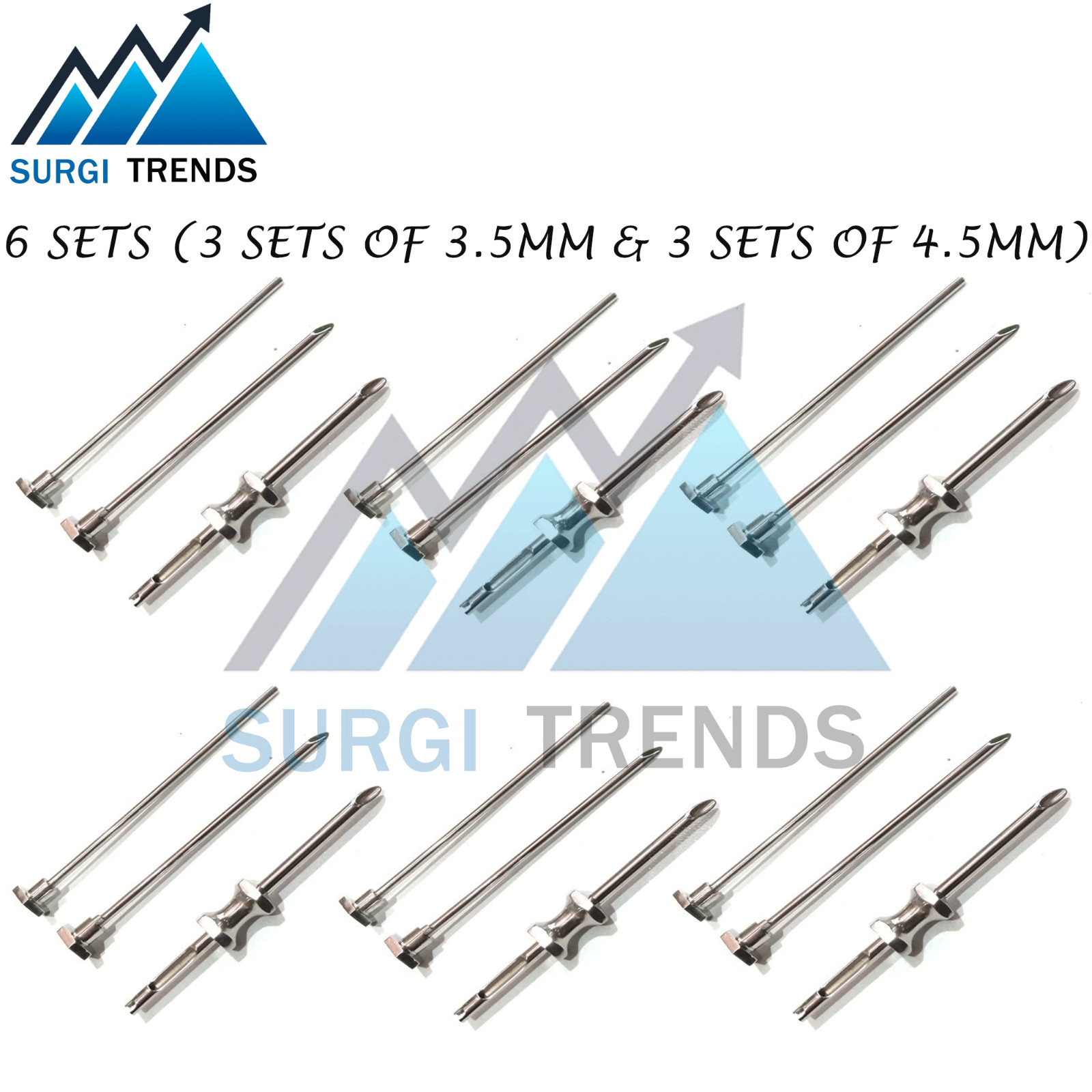Set Of 6 HRT TROCAR 3.5mm And 4.5mm Cannula & Obturator