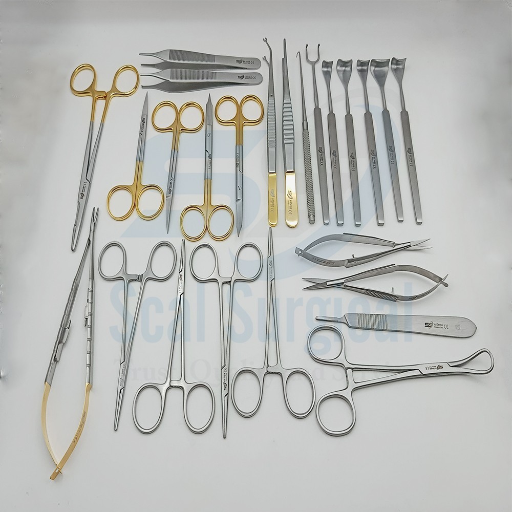 25 Pieces Blepharoplasty Instruments Kit Eyelid Retractors Micro Eye Surgery Set