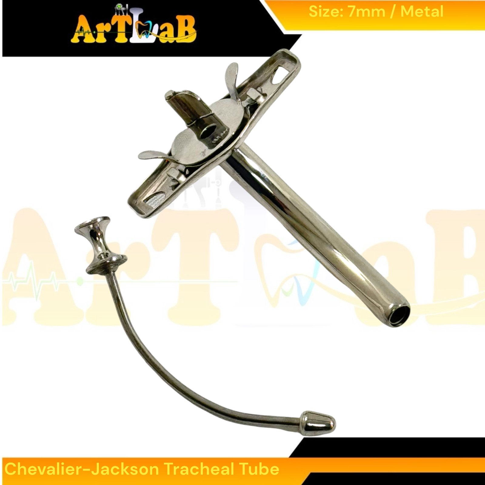 Tracheotomy Chevalier-Jackson Tube Tracheal Cannula 7mm Metal ENT Set