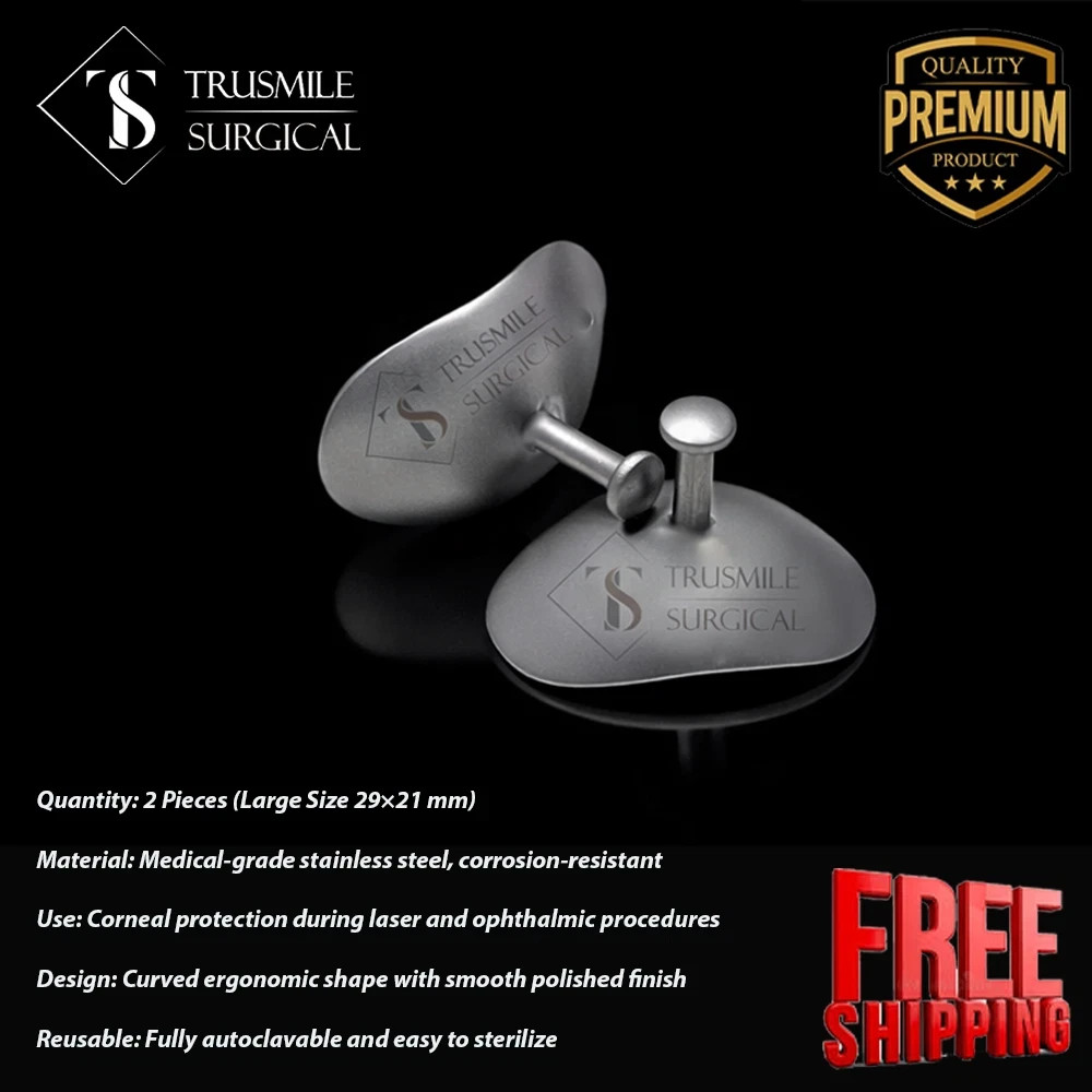 Corneal Eye Shield Stainless Steel | S 29mm X 21mm | Laser Eye Protector | 2 Pcs