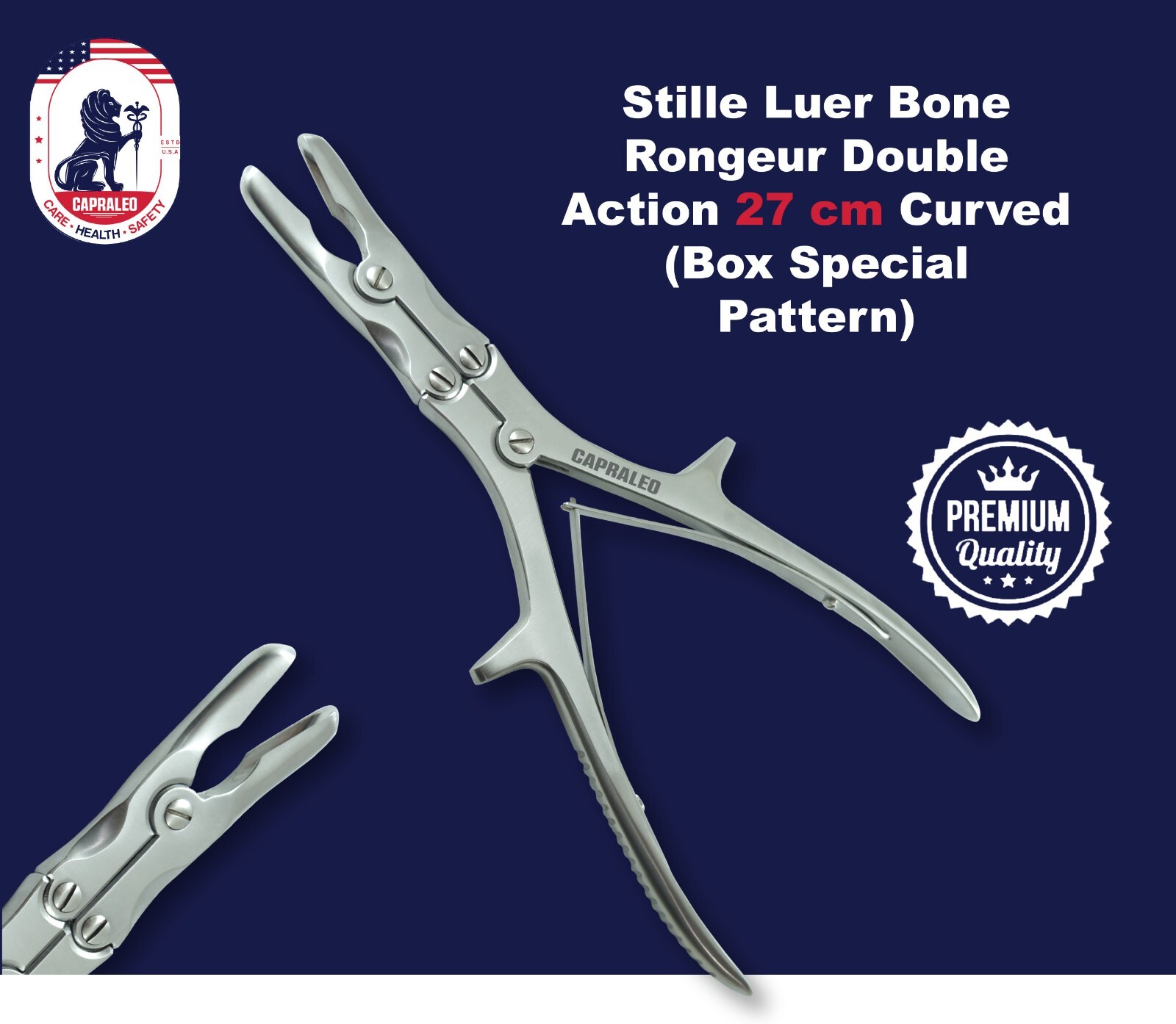 CAPRALEO Stille Luer Bone Rongeur Double Action CVD 27cm, Orthopedic Instruments