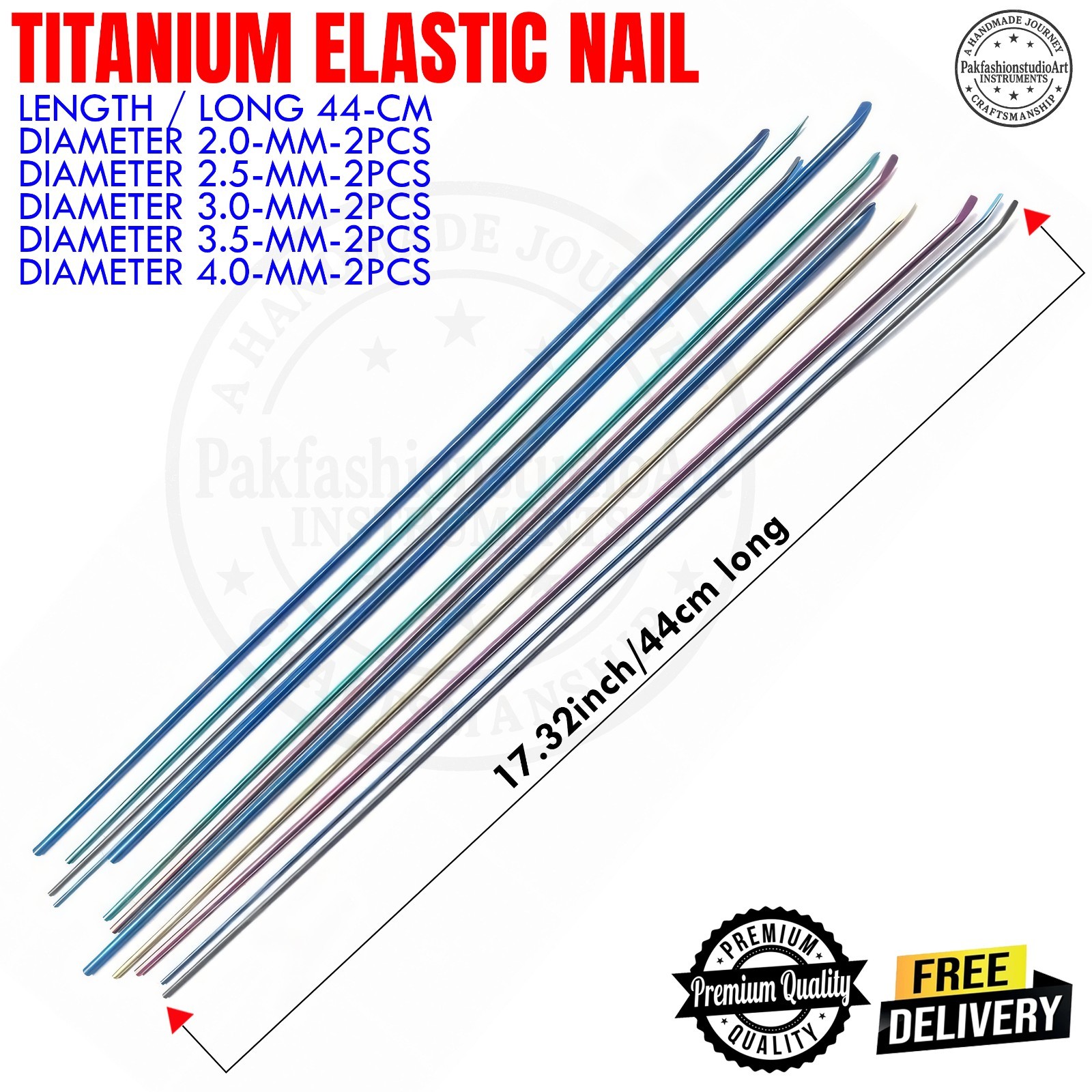Titanium elastic nail set of 10pcs veterinary surgical instrument (ORTHOPLUS)