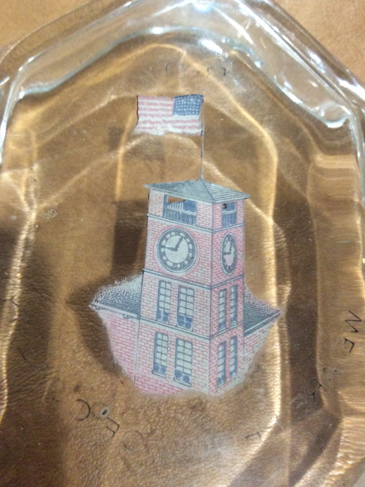 VINTAGE GLASS ASHTRAY OF BECTON DICKINSON AND COMPANY. RUTHERFORD, N.J.