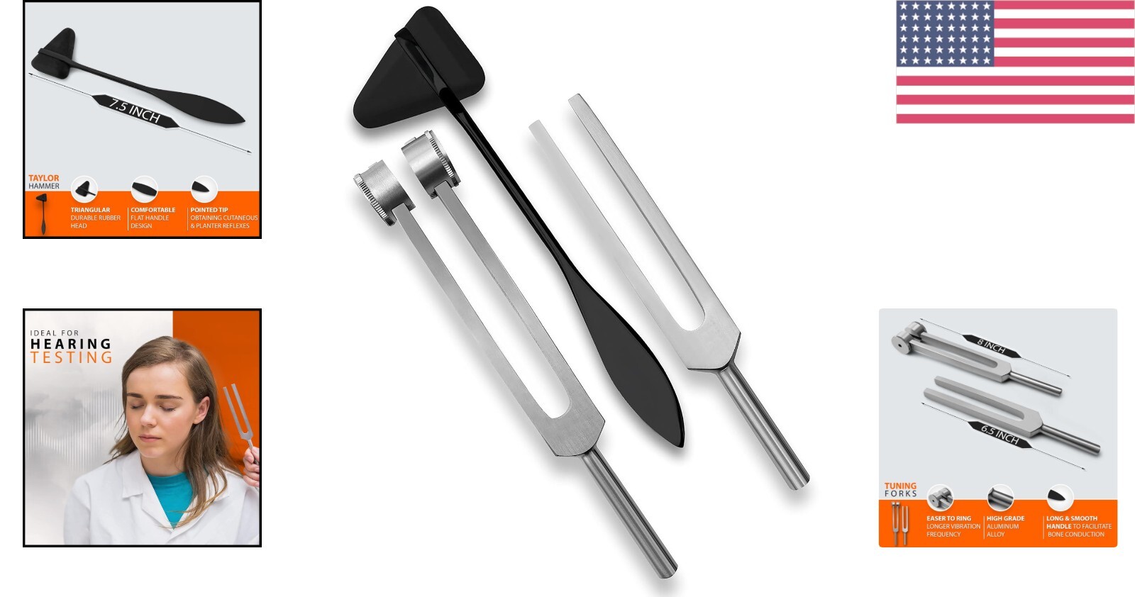 Portable Aluminum Tuning Fork Set with Precision Hammer – Perfect for Clinicians