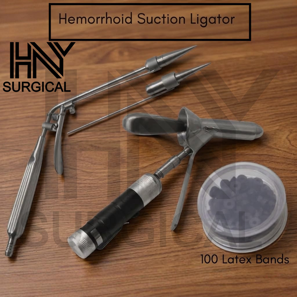 Hemorrhoid Suction Ligator Proctoscope Rectal Anoscope + Surgical Latex Rings