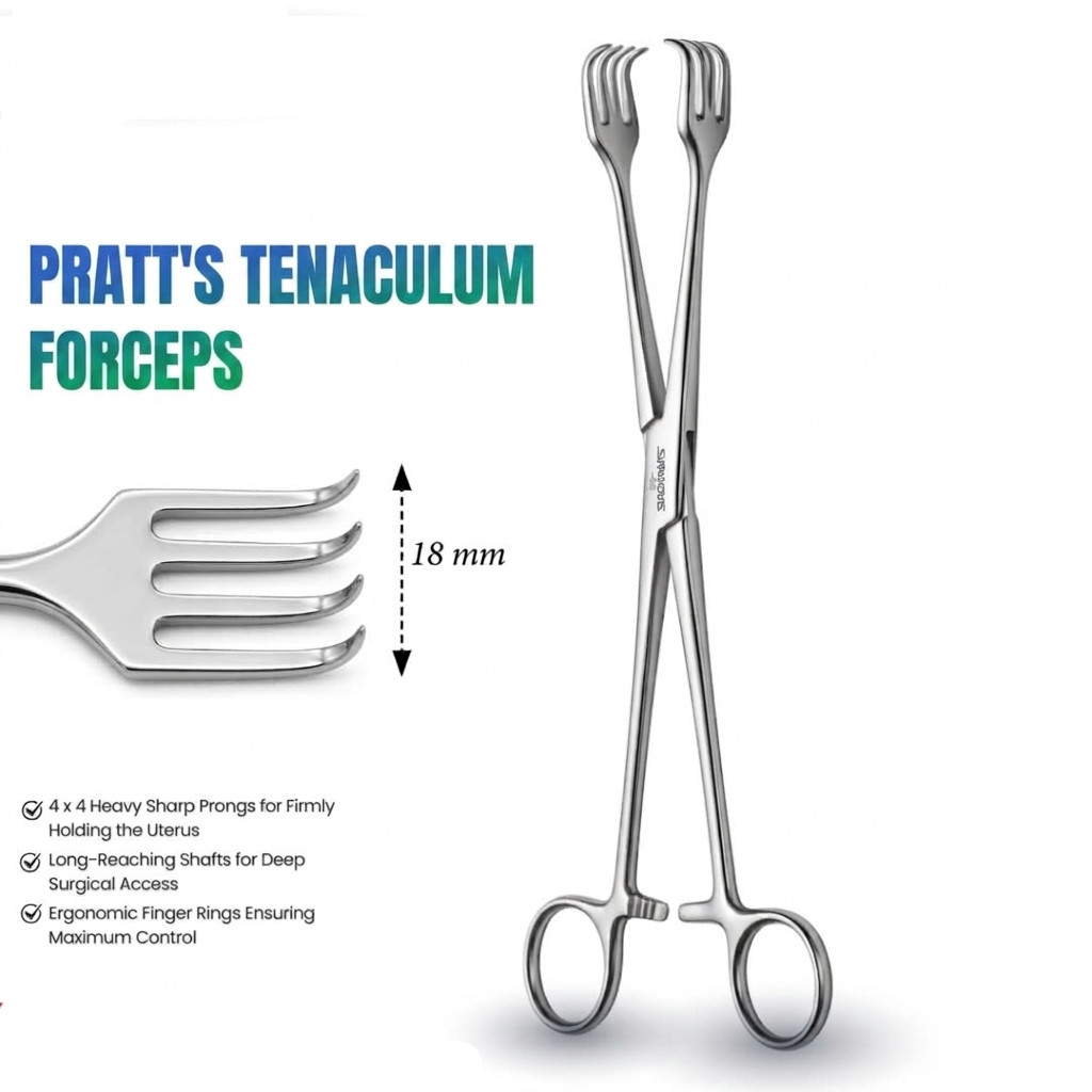 Pratt’s Tenaculum Forceps 4×4 prongs Stainless steel Orthopedic Instruments
