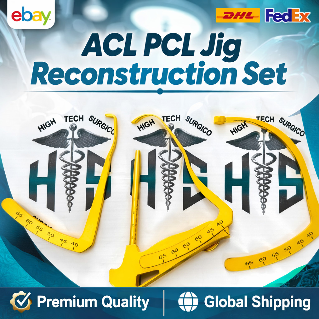 ACL PCL Jig Drill Guide Reconstruction 5 Pcs set Ortho and Surgical Instrument
