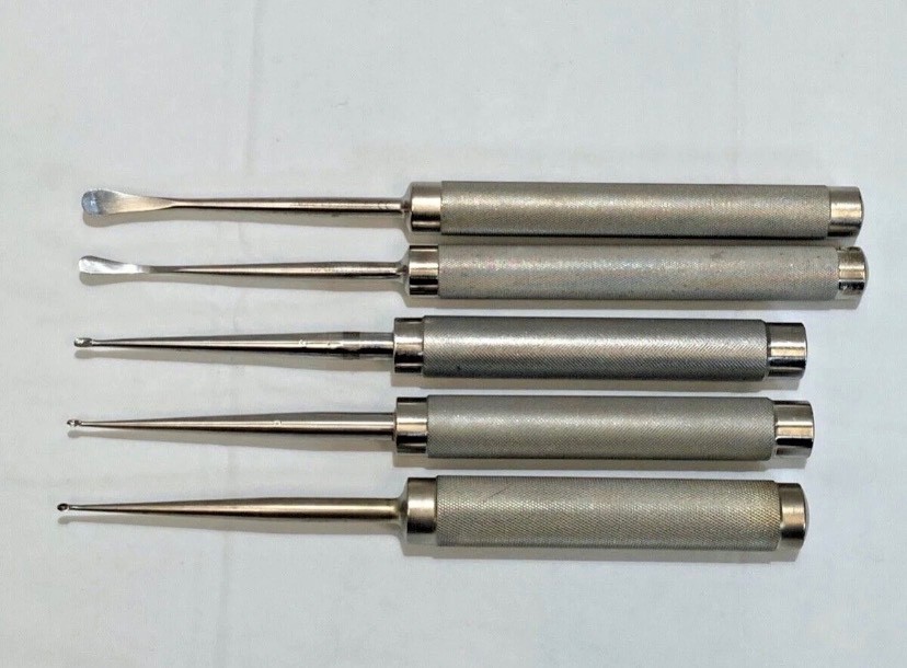Set of 5 V. Mueller Cobb Elevators & Curette Set Neuro Spine Orthopedics