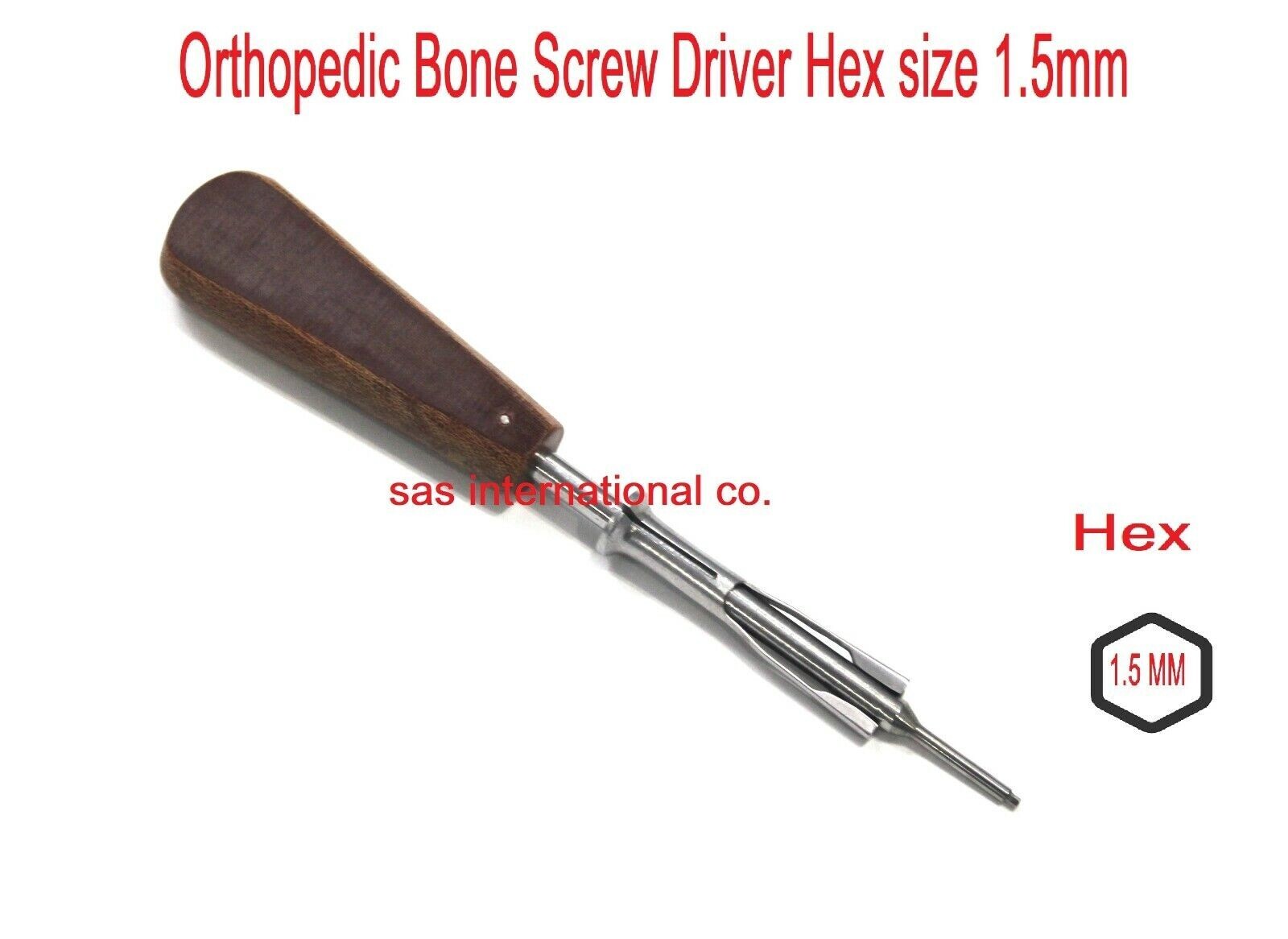 Orthopedic Bone Screw Driver Hex Dia. 1.5 mm for 2.0mm Screw with
