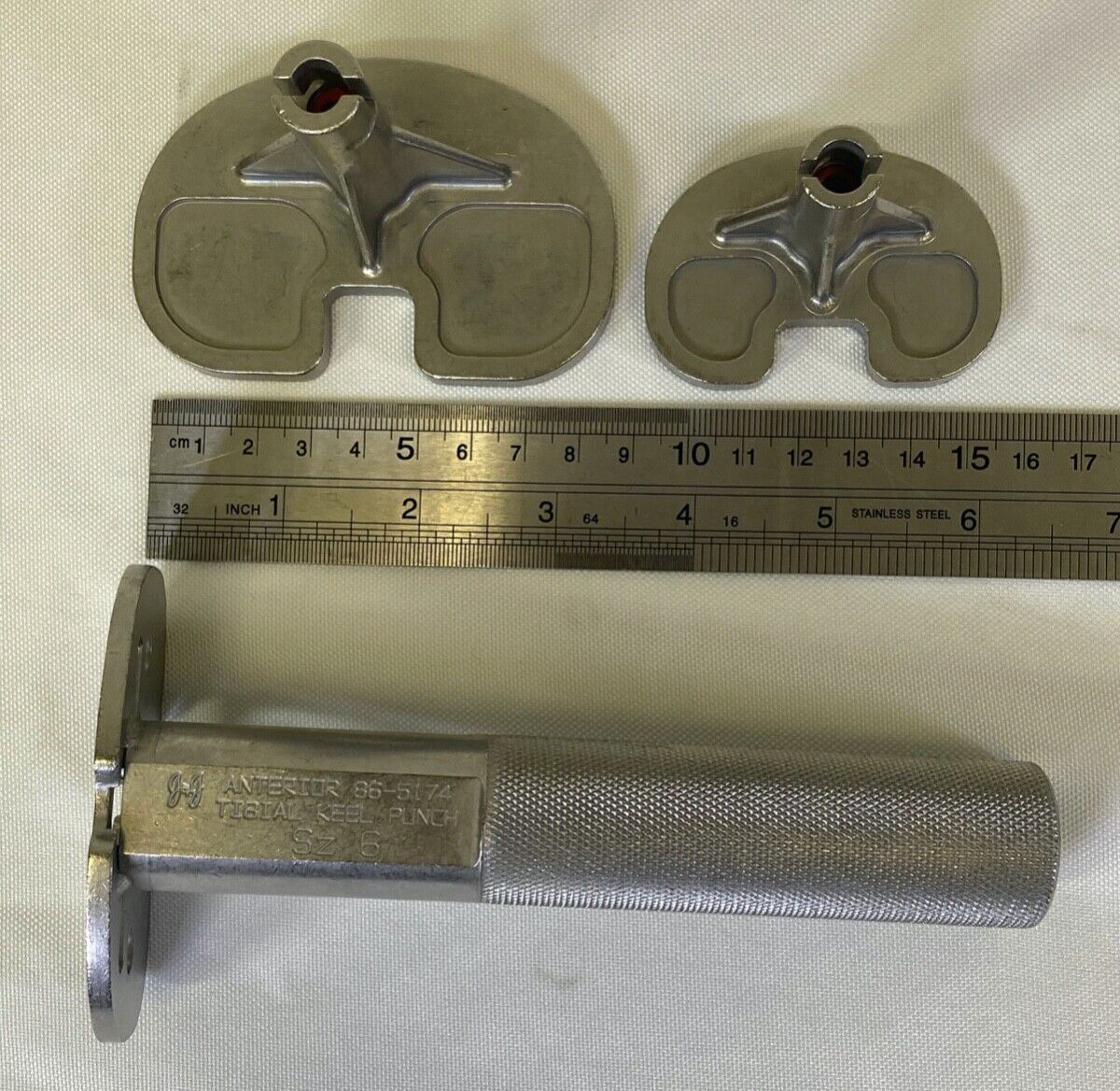 Set of 7 J&J Tibial Keel Punch Handle & Trial Sizers 2-6 Orthopedics Knee Trauma