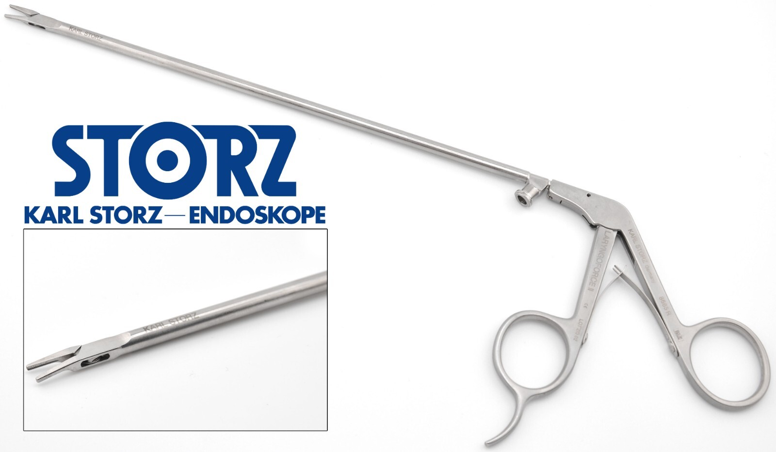 KARL STORZ 8665 R Steiner Laryngoforce II Clip Forceps, Jaws Curved Right 10″
